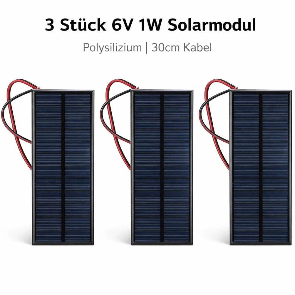 3 sztuki 1 W DC moduł solarny 6 V ogniwo słoneczne z polikrzemu Mini panel solarny, ładowarka solarna zewnętrzna Mini instalacja solarna z modułami z 30 cm kablem, ogniwo słoneczne 6 V panel solarny