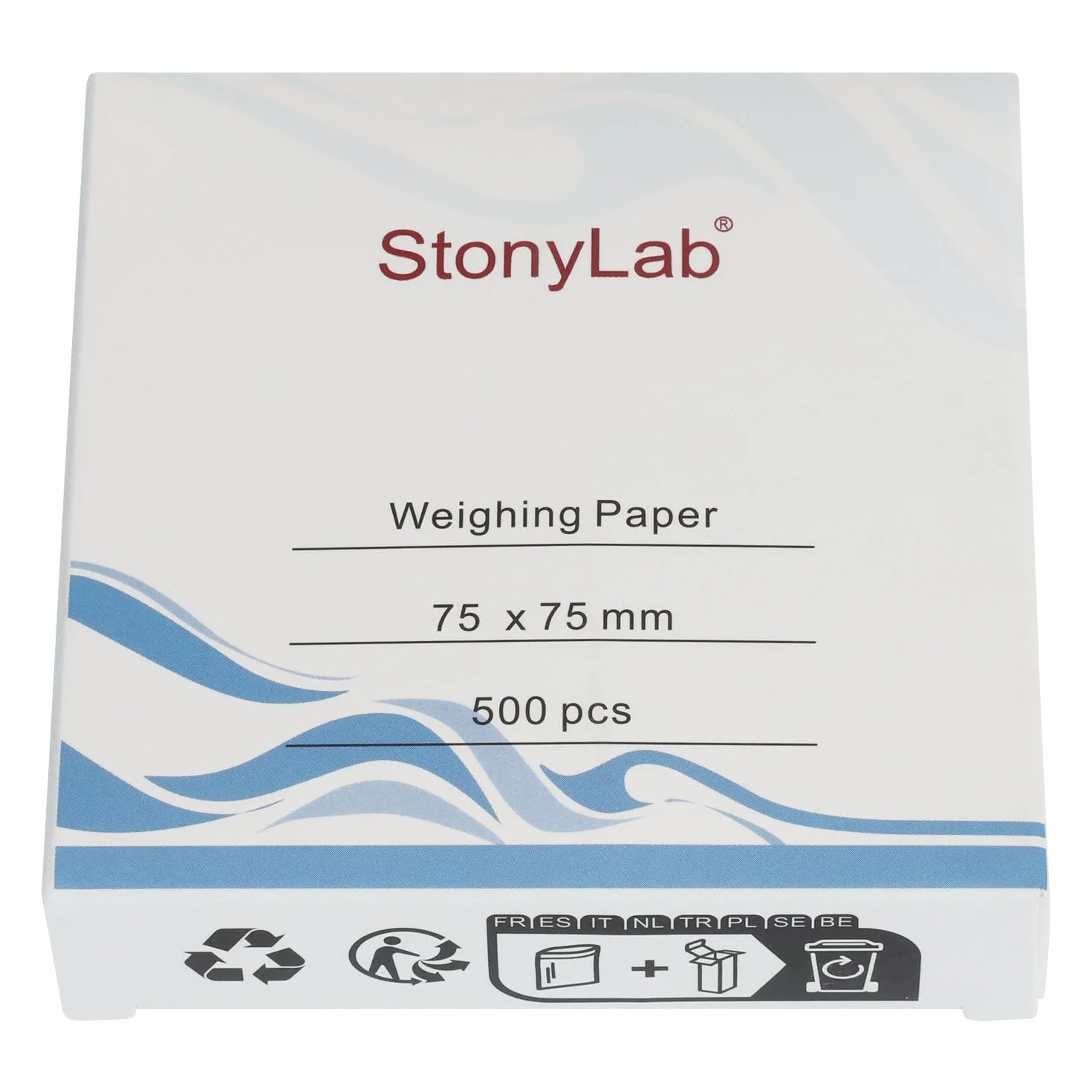 stonylab Papier do ważenia, 75 x 75 mm, próbka bez azotu, papier ważący, papier analityczny, papier ważący do badań laboratoryjnych, opakowanie 500 sztuk