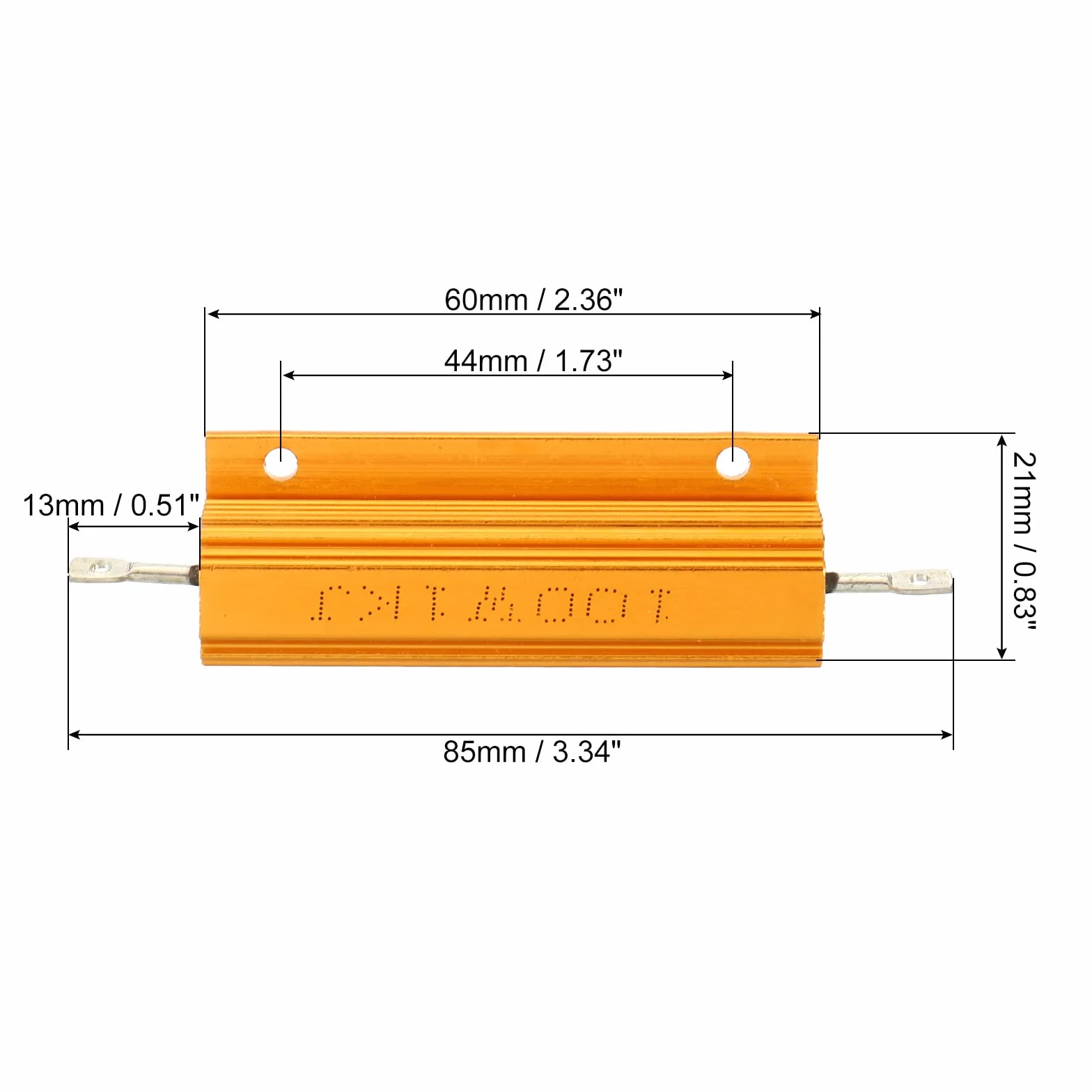 PATIKIL 2 sztuki 100W 1K Ohm aluminiowa obudowa rezystor obudowa drut rezystory śruba zacisk rezystor mocy złoty odcień
