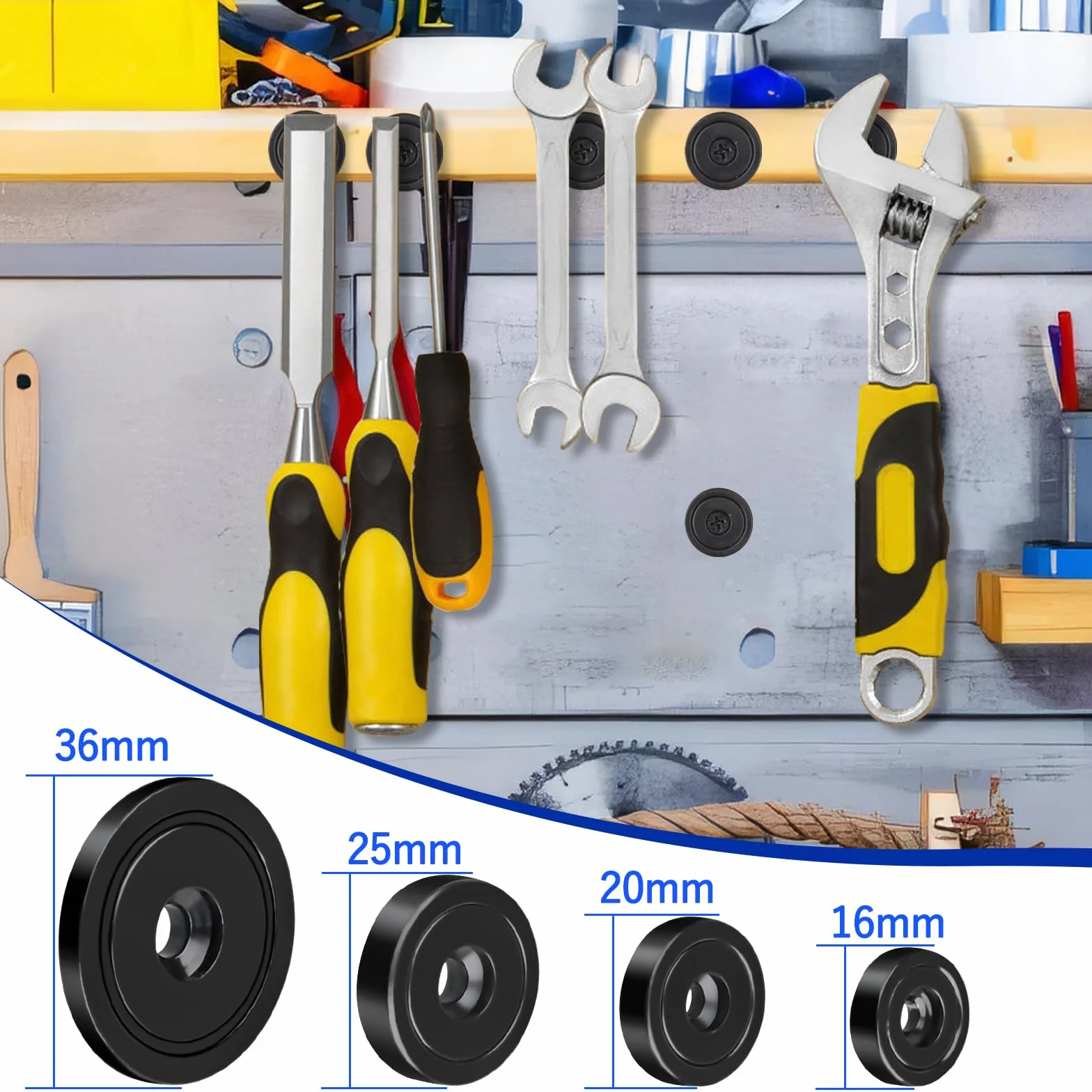 Magnesy neodymowe 16x5 mm siła 8 kg z otworem i kapsułką 10 sztuk