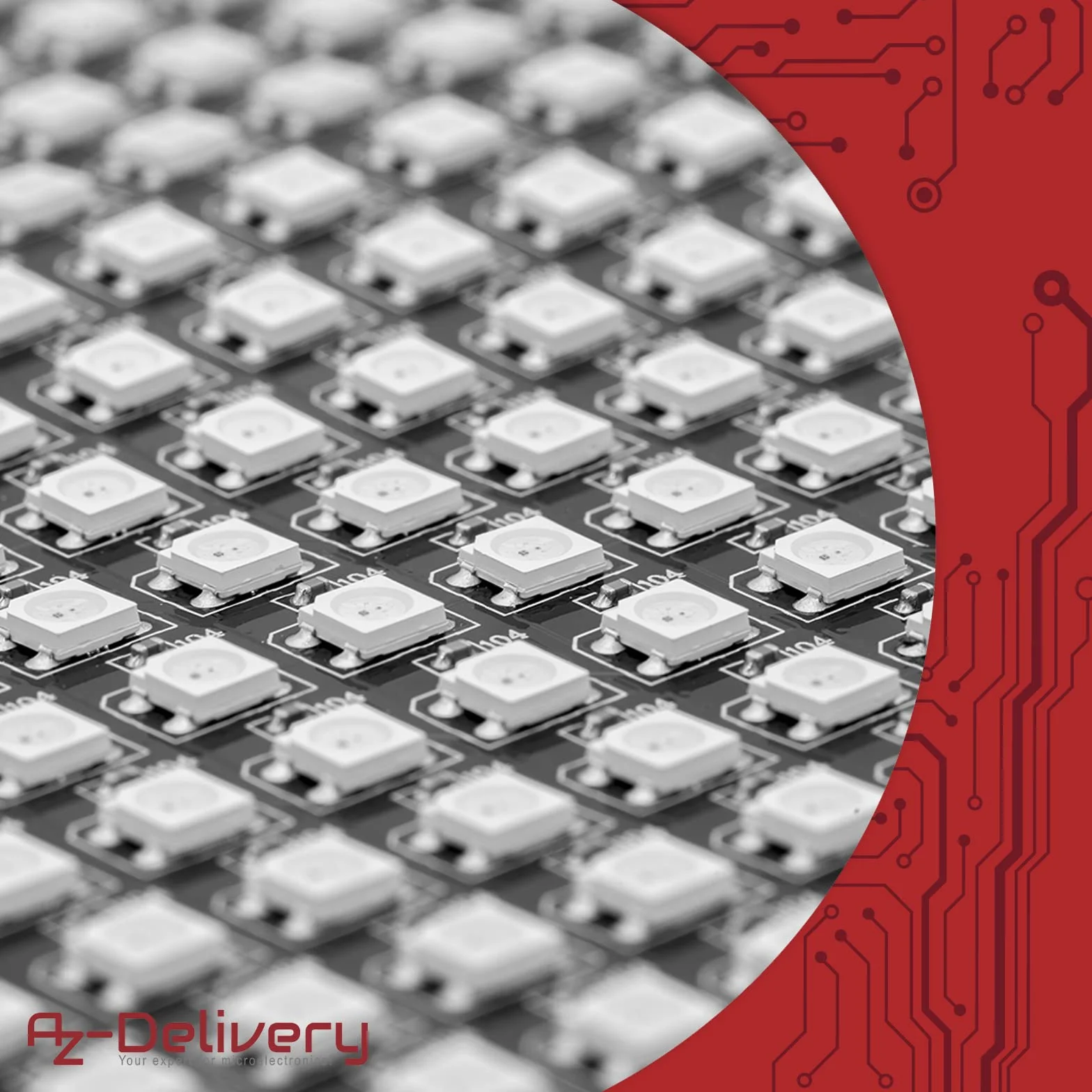 AZDelivery Moduł LED Matrix WS2812B RGB, indywidualnie dostosowywalny, indywidualnie adresowalny WS2811 WS2812 IC, panel pikseli LED z wbudowanym ekranem matrycowym z obsługą RGB