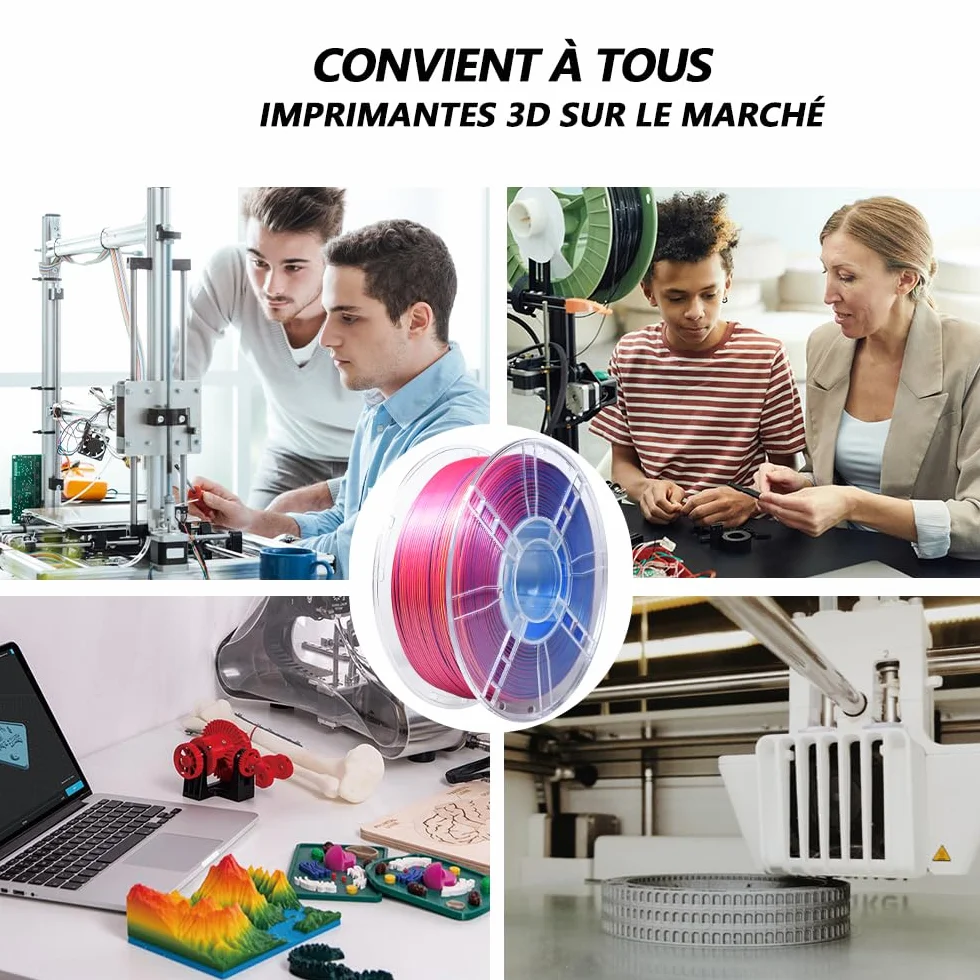 iBOSS Jedwabny PLA+ filament 1,75 mm trójkolorowy lśniący połysk do drukarek 3D FDM szpula 1 kg Jedwabny Czerwony-Żółty-Niebieski