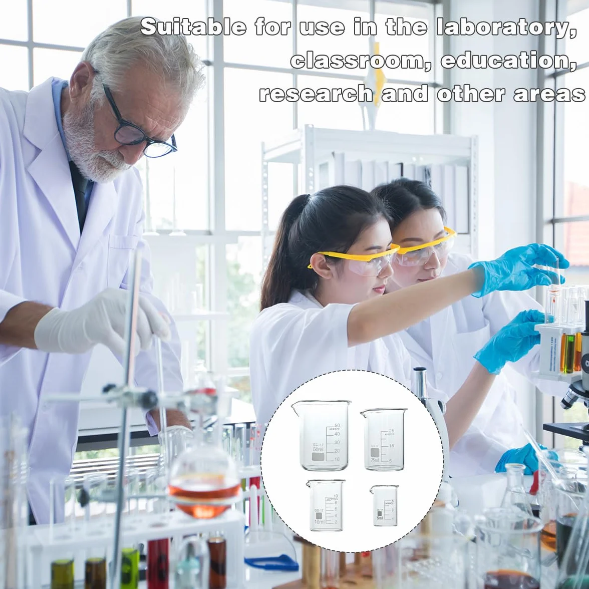 5 szt. szklanka do kubków 100 ml 50 ml 25 ml 10 ml 5 ml szklanka miarka chemia szklanka kubek szkło borokrzemowe kubek do laboratorium