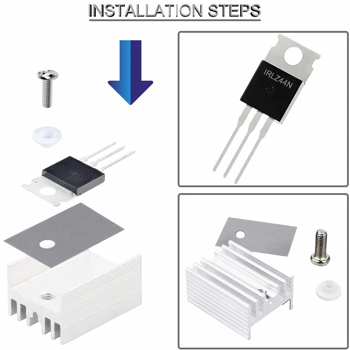 20 sztuk tranzystor IRLZ44N tranzystor Mosfet IRLZ44NPBF N-Channel TO-220AB 30A 55V 3Pin Międzynarodowy prostownik z radiatorem z gumową podkładką silikonową