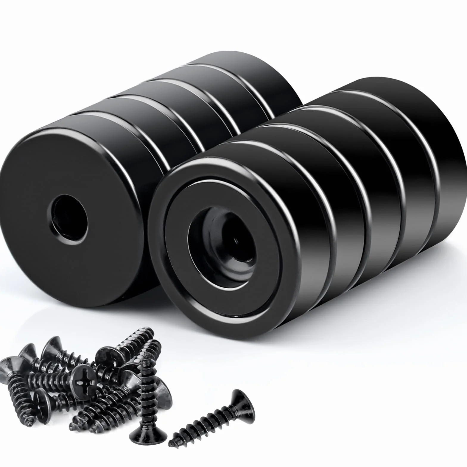 Magnesy neodymowe 16x5 mm siła 8 kg z otworem i kapsułką 10 sztuk