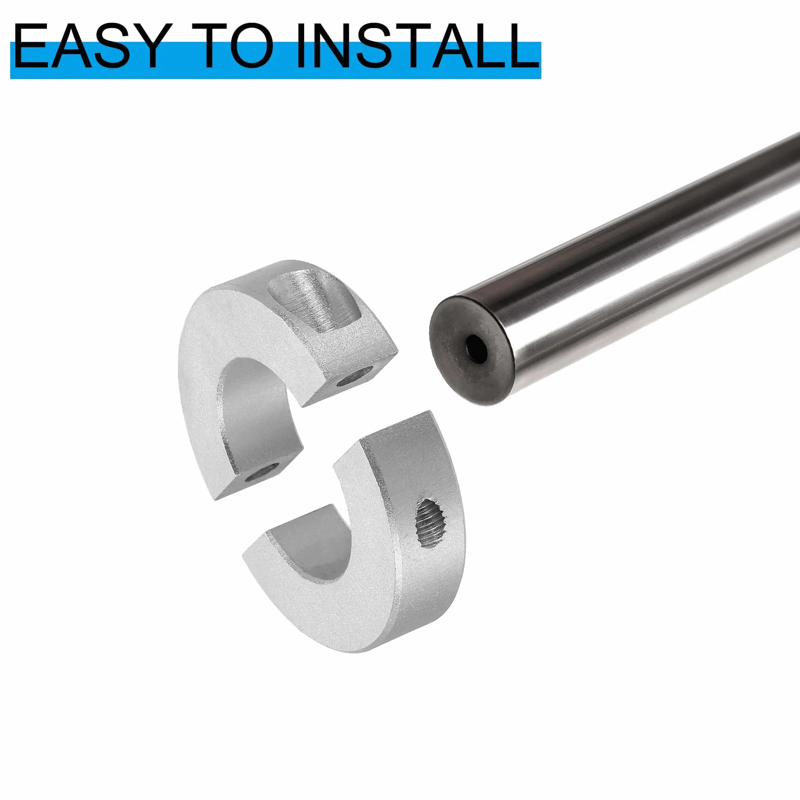 PATIKIL Otwór 30 mm podwójny podział kołnierz wału zaciskowego 50 mm OD 15 mm grubość, 2 szt. Kołnierz blokujący ze stopu aluminium styl zacisk ze śrubą mocującą do przemysłu mechanicznego, srebrny