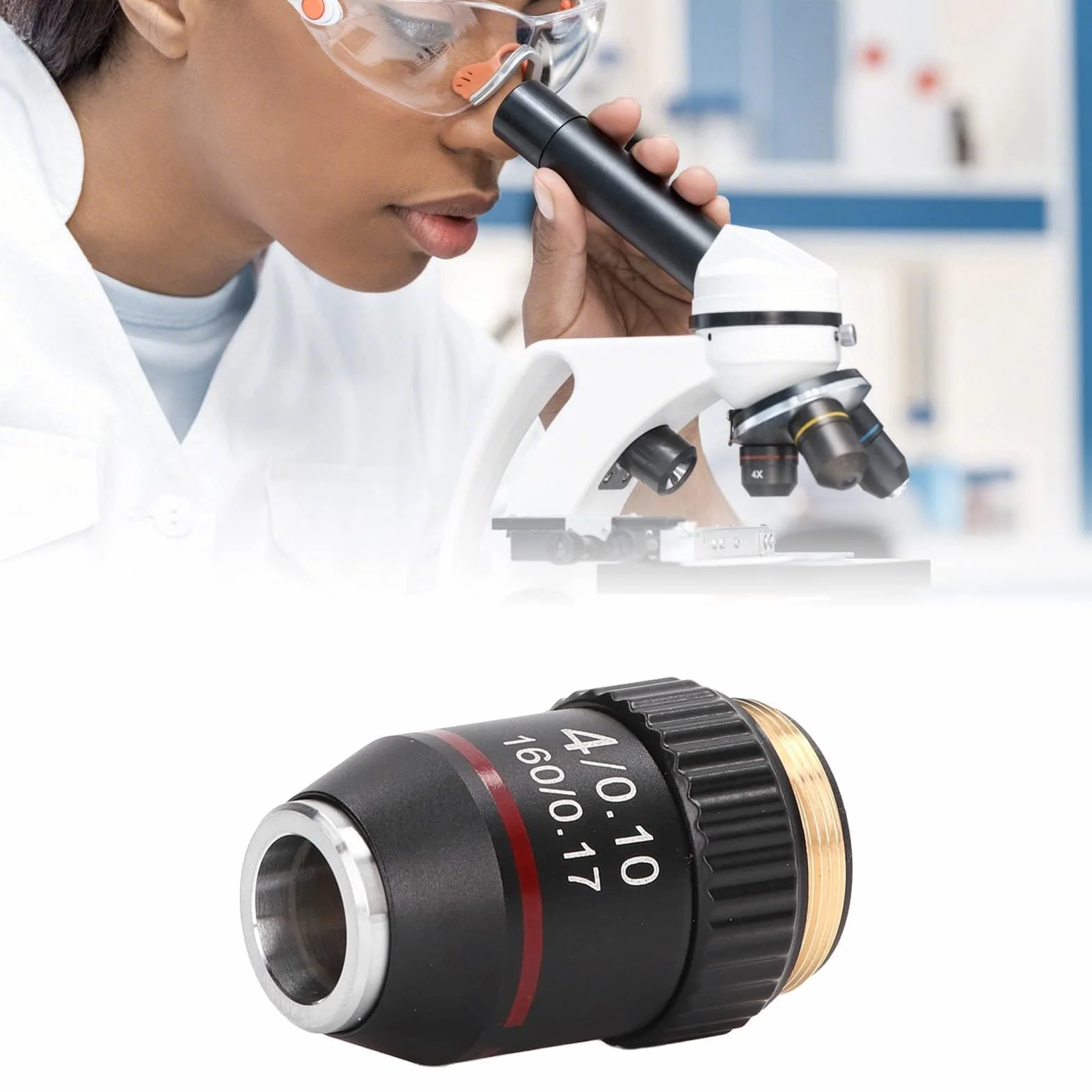 Obiektyw mikroskopu achromatycznego 4x powiększenie 20,2 mm gwint standardowy do mikroskopu biologicznego
