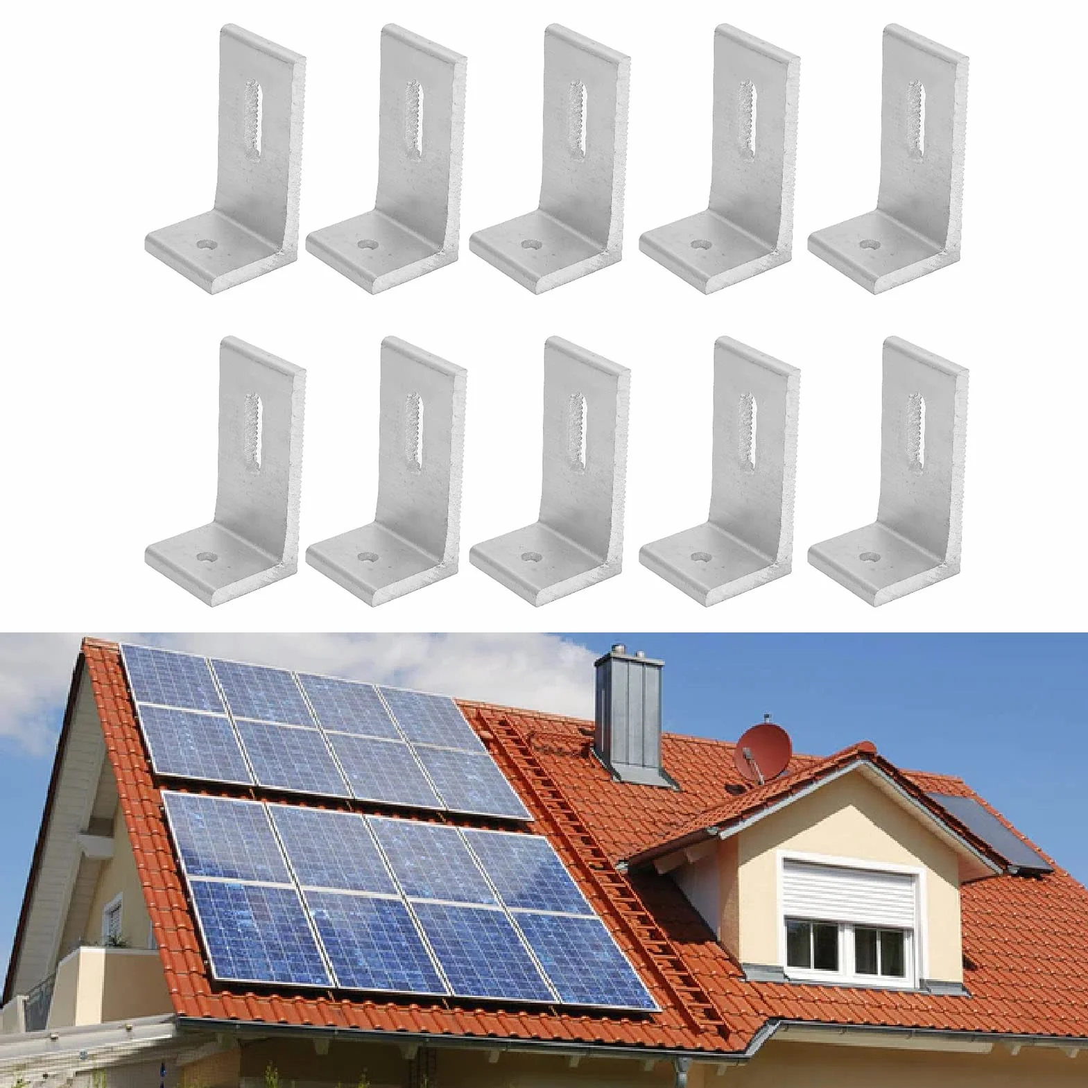 Wspornik Montażowy L, Stopa L do Montażu Panelu Fotowoltaicznego ze Stopu Aluminium 10 szt.