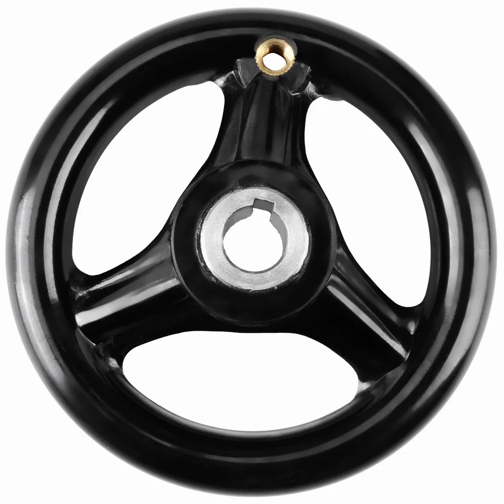 Broco Koło ręczne, 1 szt. 12 * 100 mm czarne okrągłe 3 szprychy młynek ręczny bakelit plastikowa tokarka izolacyjna ręczna antypoślizgowa do tokarki narzędzie do frezowania tokarki