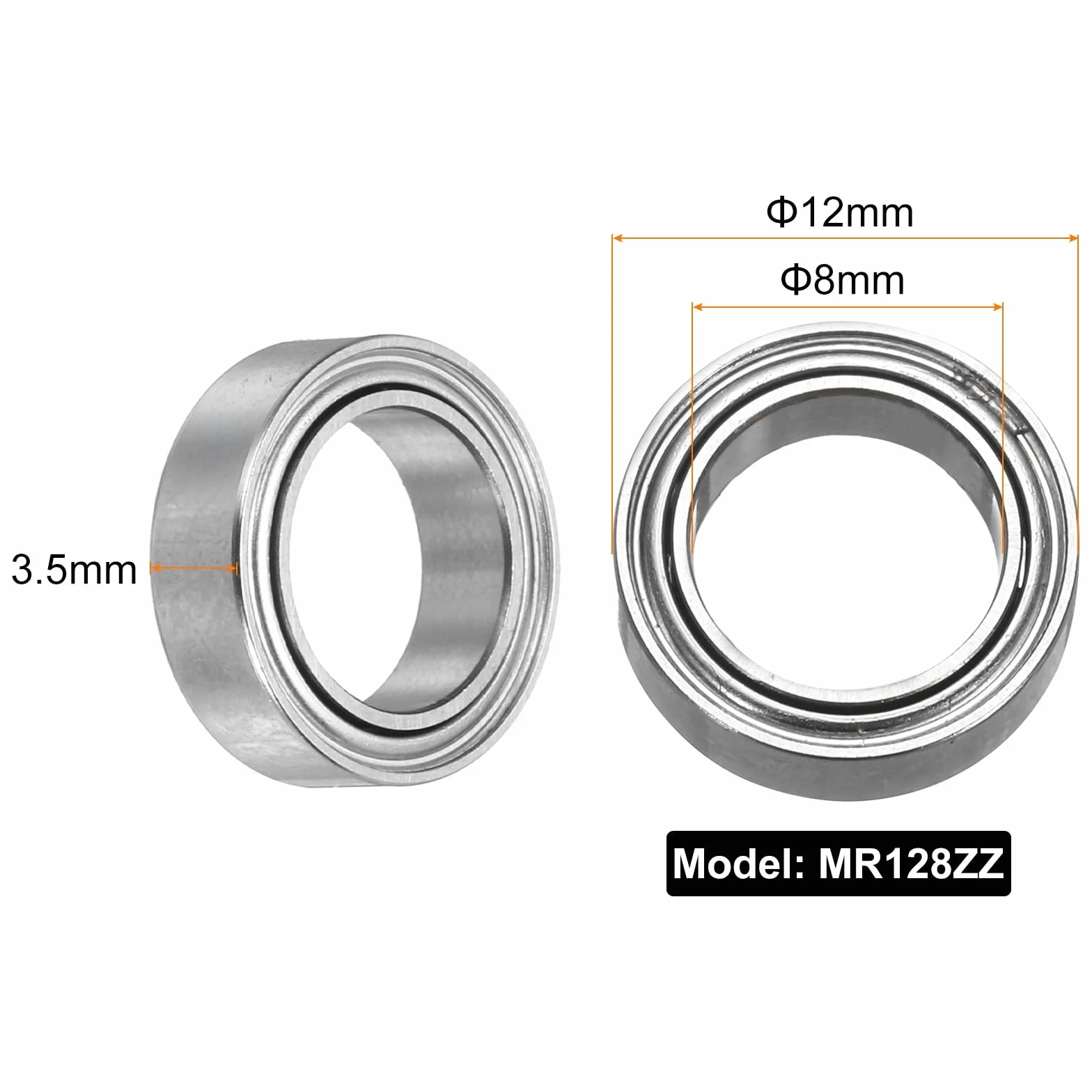 QUARKZMAN 15 szt. MR128ZZ 8x12x3.5mm stal chromowana łożyska kulkowe precyzyjne podwójne ekranowanie łożyska klasy P6 (ABEC 3)