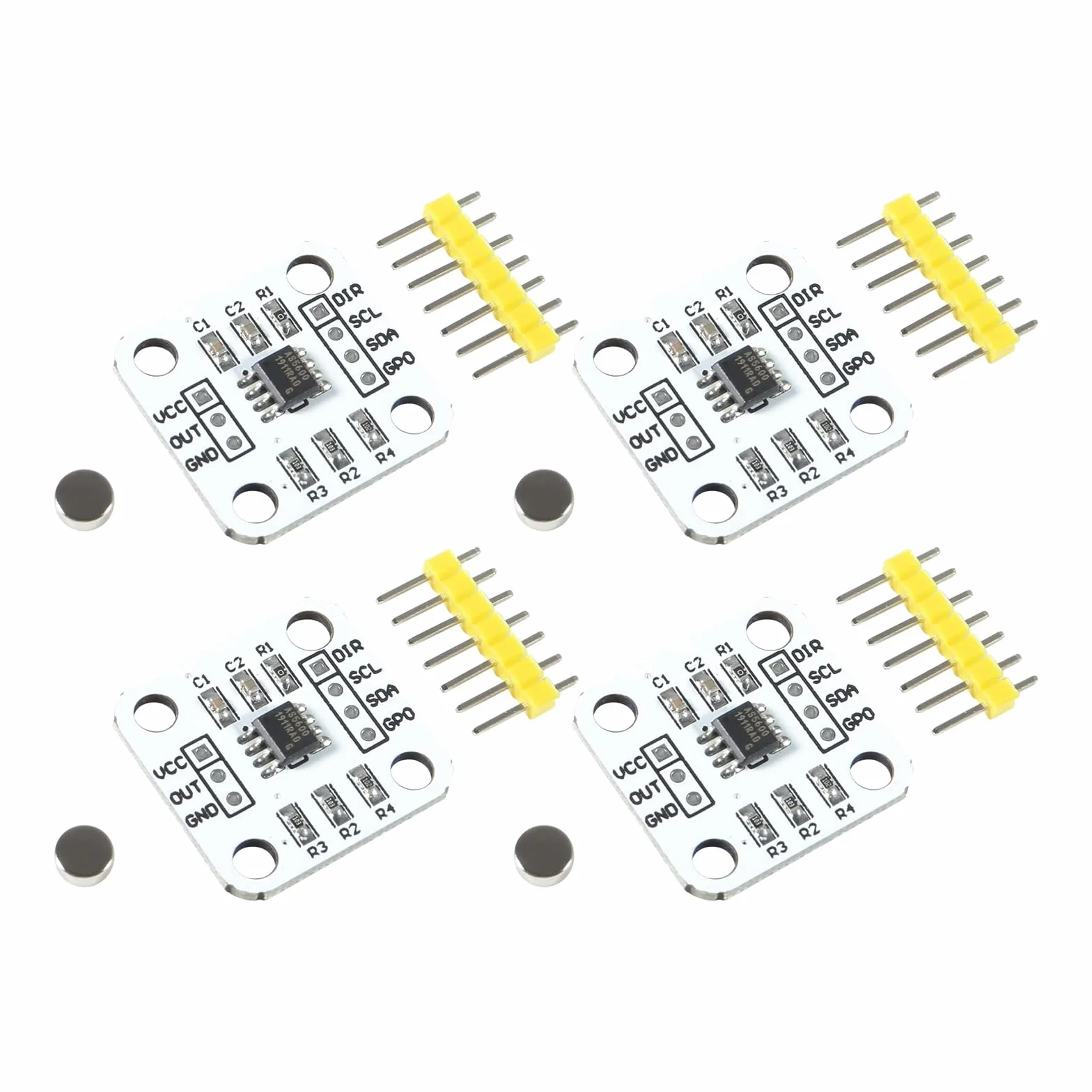 4szt. 12-bitowy, wysokiej precyzji, AS5600 enkoder magnetyczny, czujnik kątowy z indukcyjnym pomiarem magnetycznym, dostarczany z magnesem