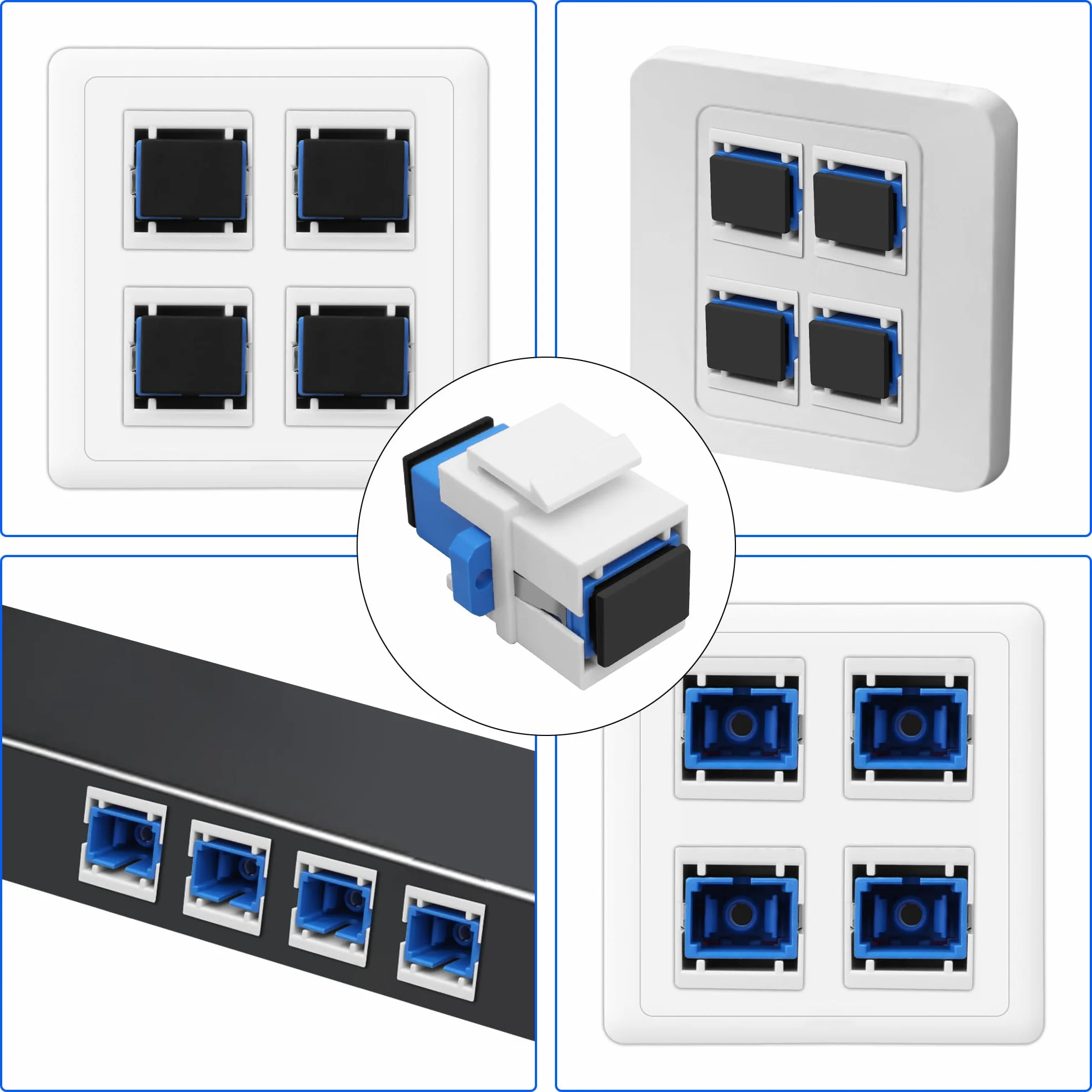 SC łącznik z włókna szklanego Keystone Jack Gniazdo Simplex Singlemode Fibre Connector Adapter do płyt ściennych Patch Panel