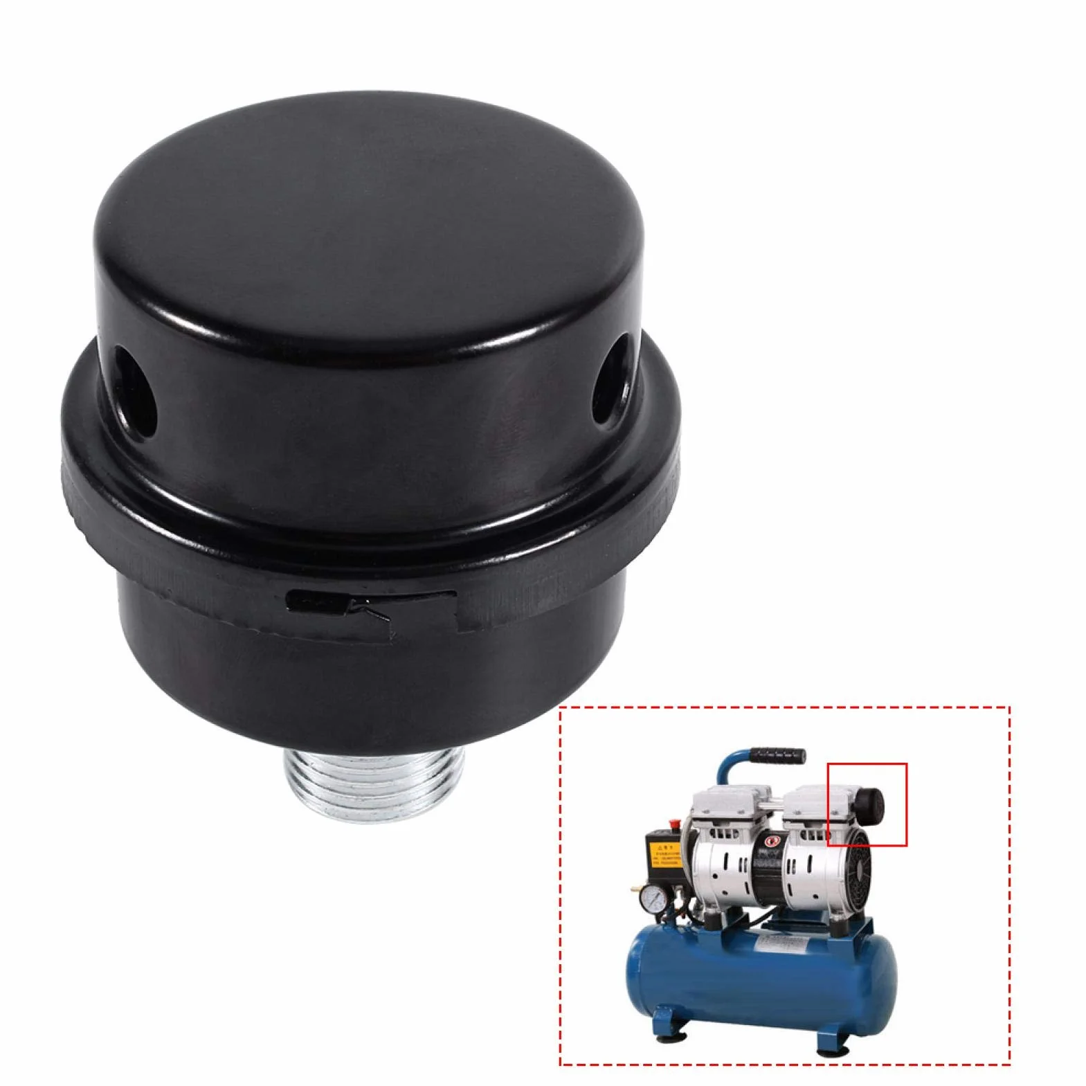 Czarny Metalowy Filtr Wlotowy Sprężarki Powietrza Tłumik Tłumik 1/2 "50 X 50 X 20mm Złącze Gwintowe do Bezolejowego Filtra Szumów Filtr Powietrza Filtr Powietrza Akcesoria Narzędzie