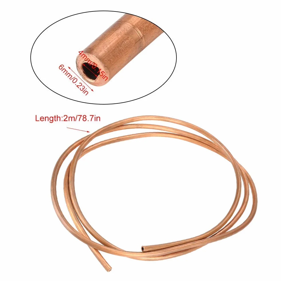 Rura miedziana miękka 2M OD 6mm x ID 4mm miedź T2