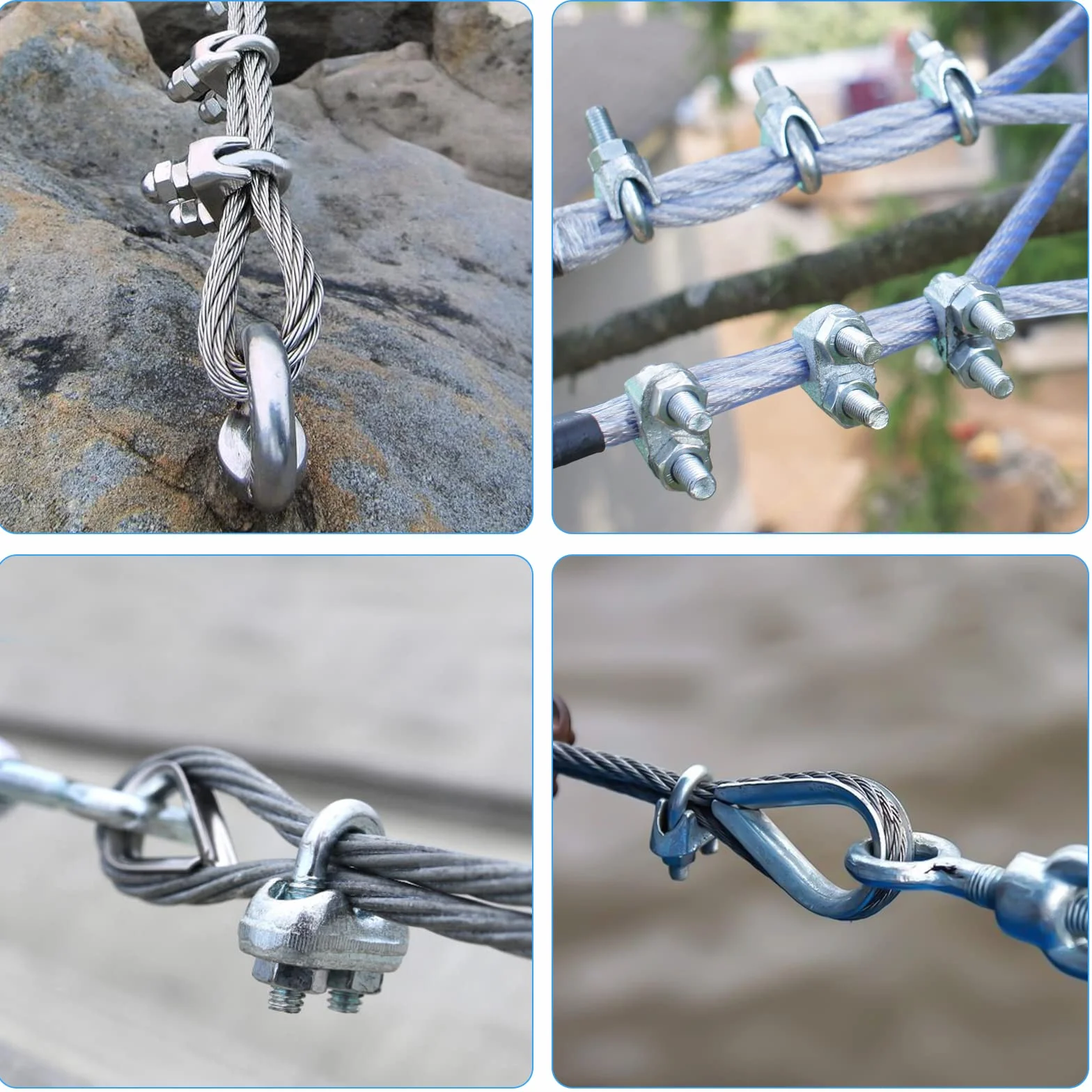 15 sztuk zacisków linowych 4 mm zestaw zacisków linowych ze stali nierdzewnej M4 4 mm zacisk do liny drucianej 4 mm linka druciana zacisk do liny drucianej