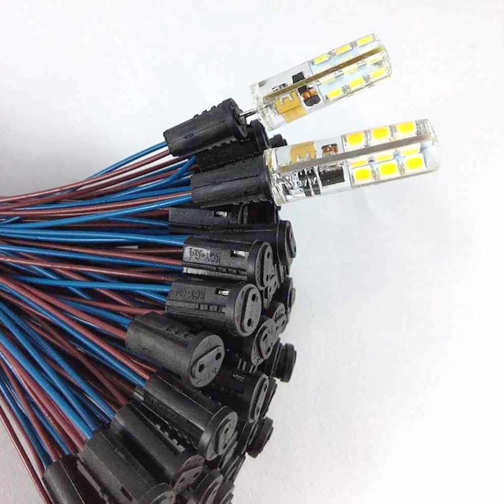 20 sztuk G4 Wtyczka kablowa, podstawa żarówki Ceramiczny uchwyt na lampę G4 20 cm Gniazda lampy 12 V do żarowych Halogenowe złącze LED - Niebieski