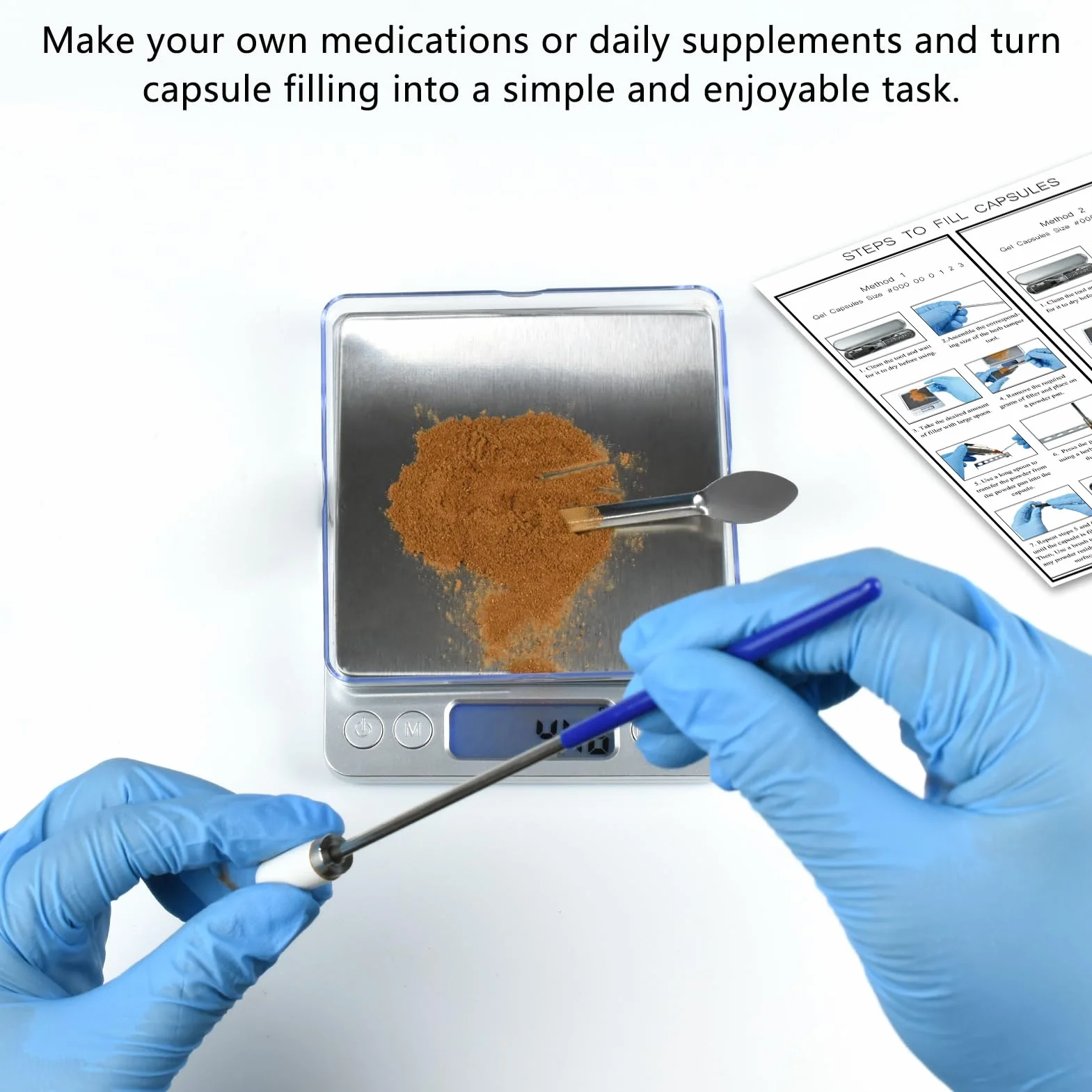 Artcome 12 szt. Versatile Capsule Filling Tool Kit for Pill Filler - Łyżki laboratoryjne, Dual-Ended Long Spoon and Herb Tamper - Idealne narzędzia do leczenia i suplementów - wszystkie rozmiary 000