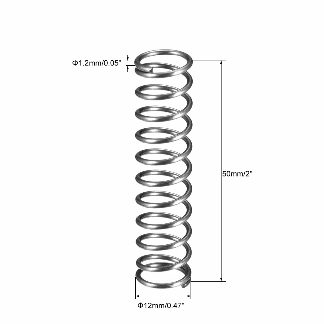 sourcing map sprężyna dociskowa 10 szt. szpula ze stali szlachetnej przedłużona 1,2 x 12 x 50 mm