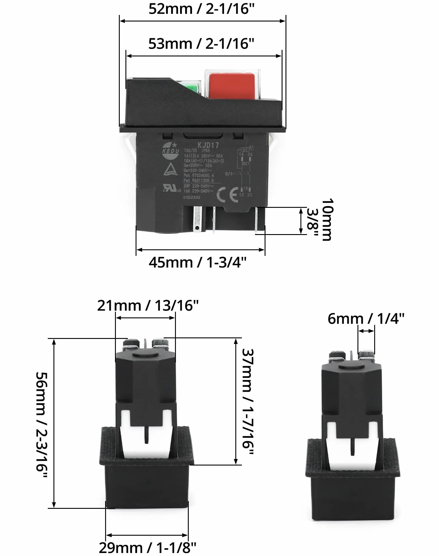QWORK KJD17 Przełącznik elektromagnetyczny AC250V 16A