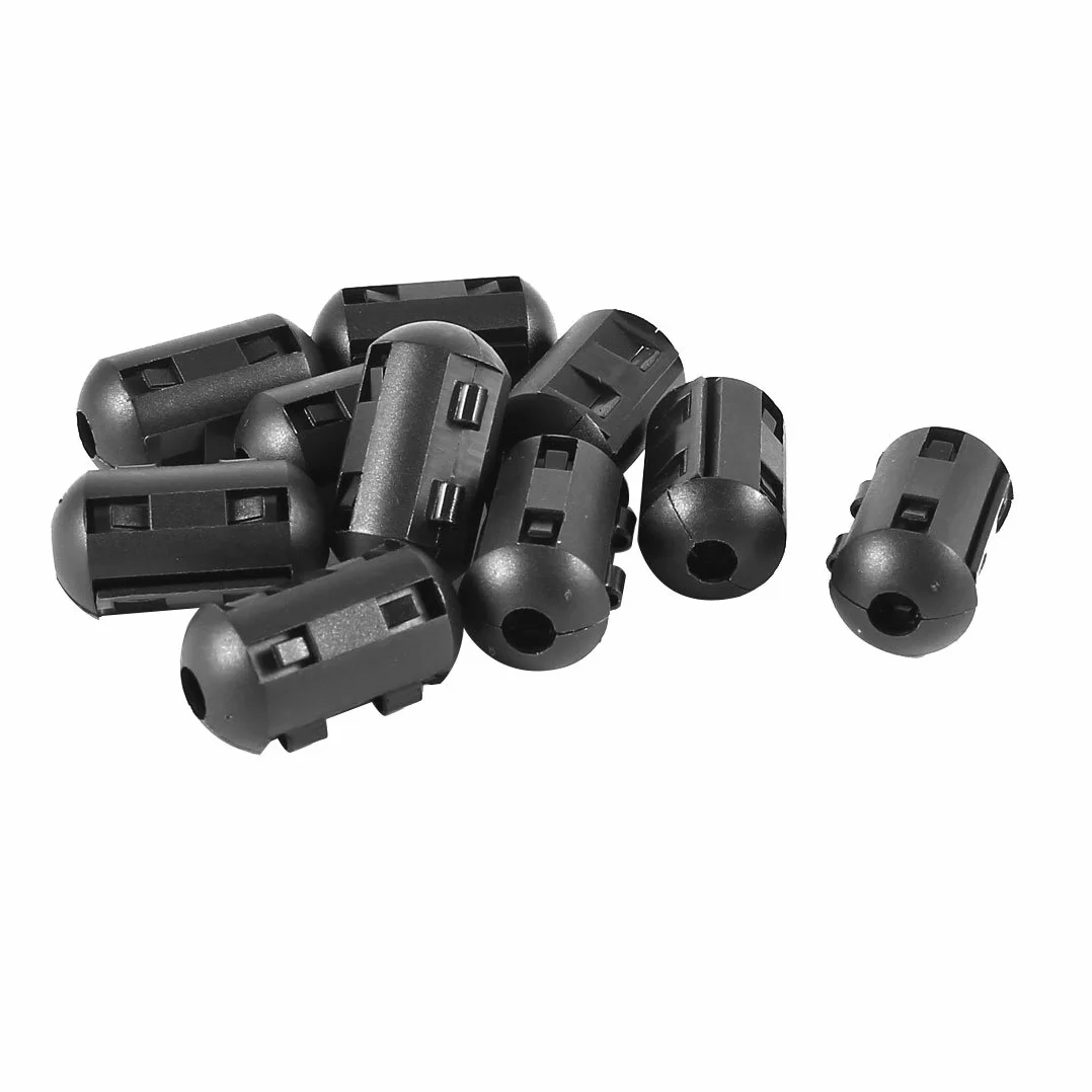Sourcingmap® plastikowe 5 mm średnica klips na kabel ferrytowy rdzeń tłumiący hałas filtry 10 szt. czarny