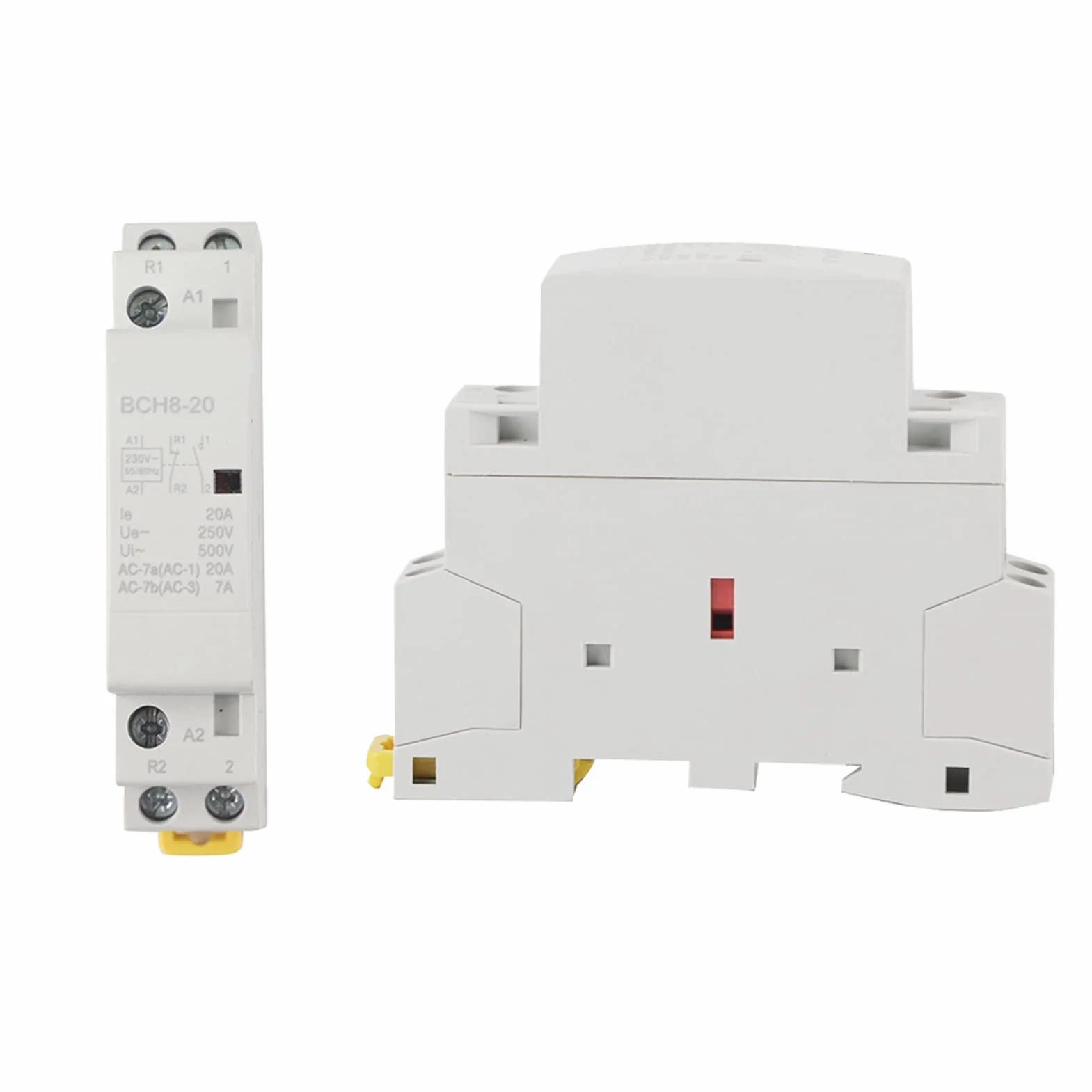Stycznik AC 2P 1NO 1NC, 20A 24V 220V/230V 50/60Hz Domowy stycznik AC Montaż na szynie DIN Zaprojektowany do użytku domowego elektrycznego i elektronicznego (220V/230V)