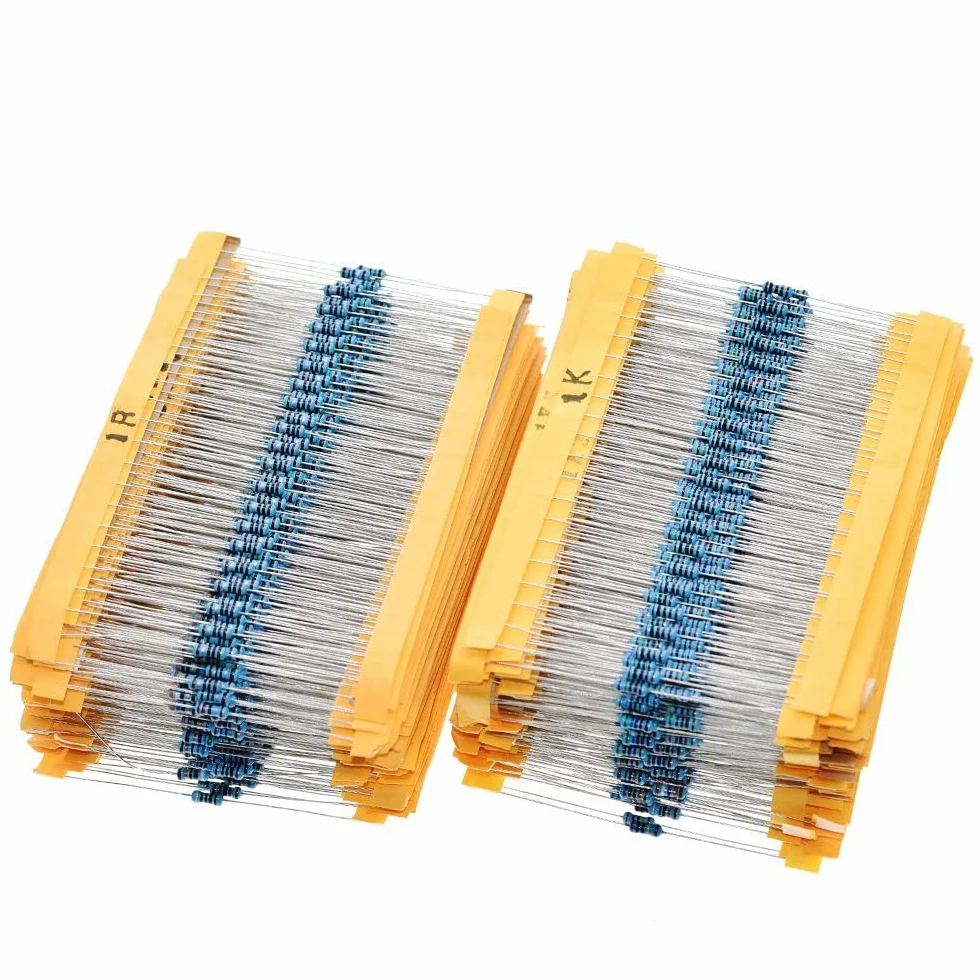 DollaTek Zestaw oporowy 130 wartości 1% rezystorów 1 Ohm-3M Ohm 1/4W