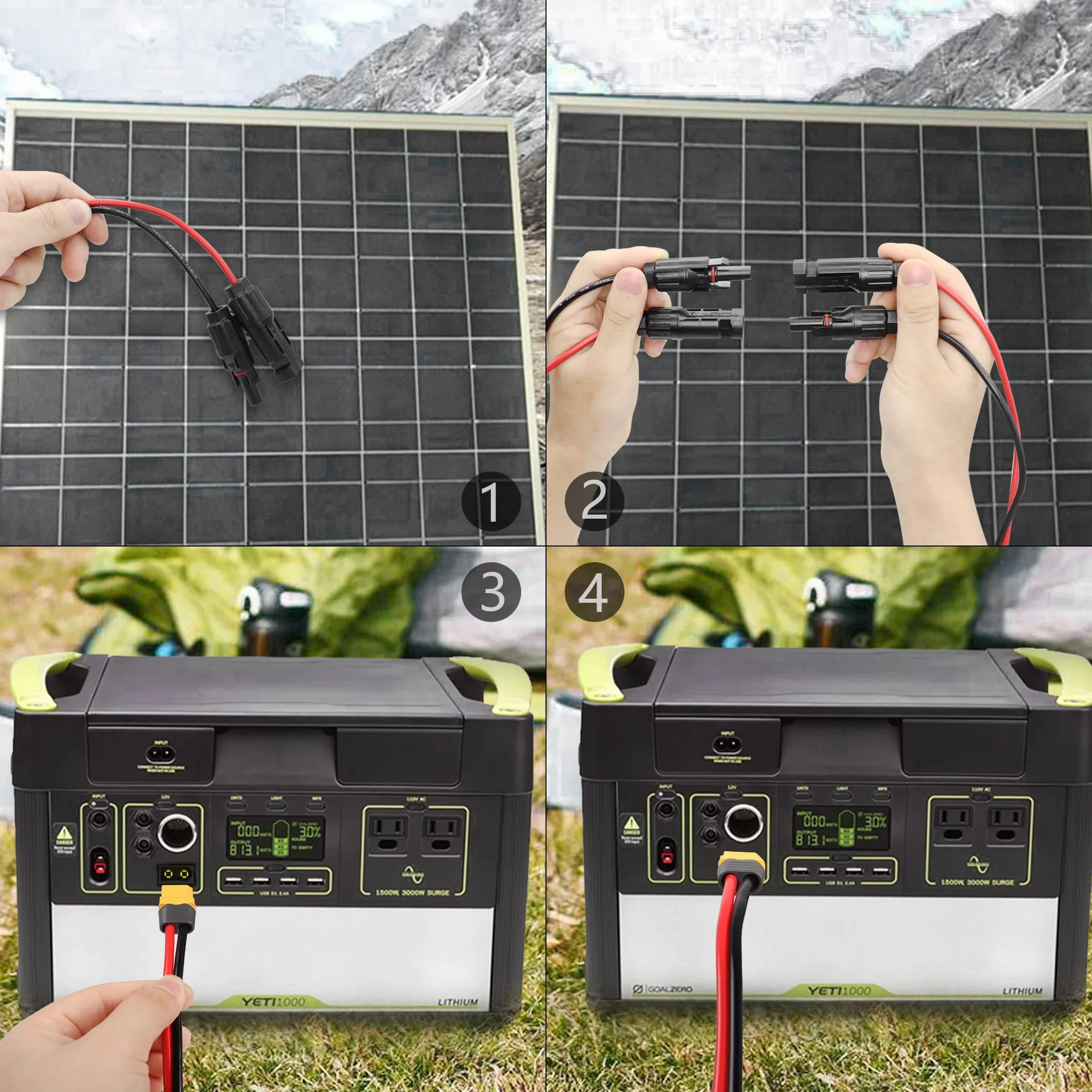 YAODHAOD Panel słoneczny z wtyczką XT60 i gniazdem 12AWG do generatora solarnego
