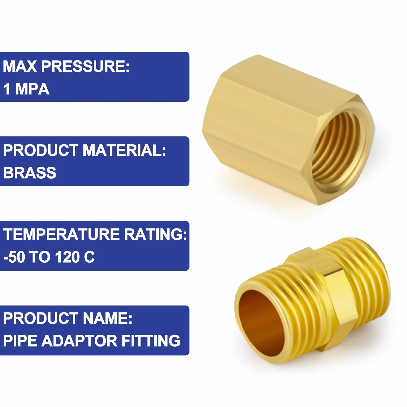 Mosiężne złączki rurowe 1/4" x 1/4" BSP, złączka sześciokątna i łącznik, gwint męski i wewnętrzny, zestaw 12 sztuk