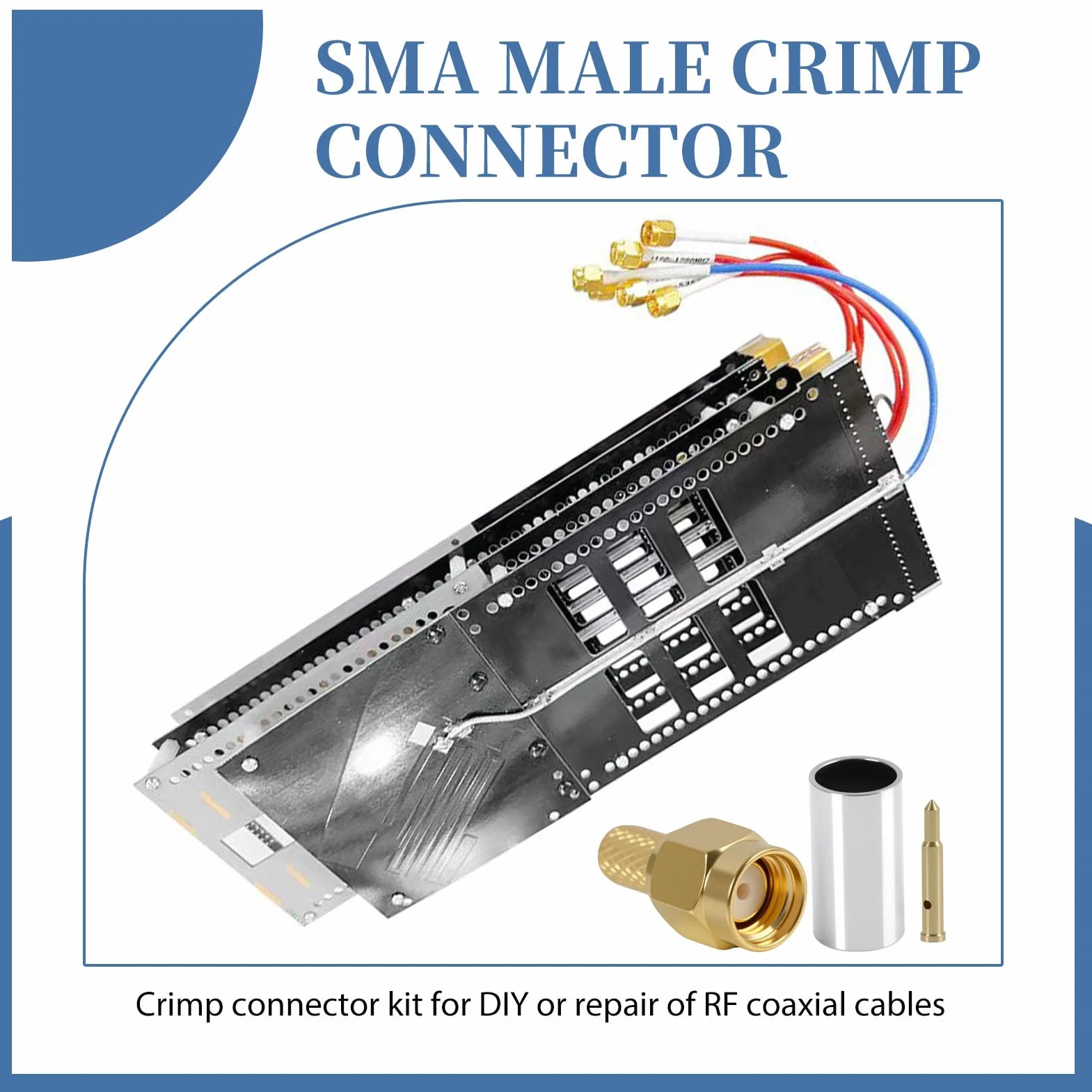 Złącza SMA RG58 męskie zaciskane RF pozłacane 12 sztuk do kabla koncentrycznego RG58 RG142 RG400 LMR195 Antena WiFi Router 4G LTE