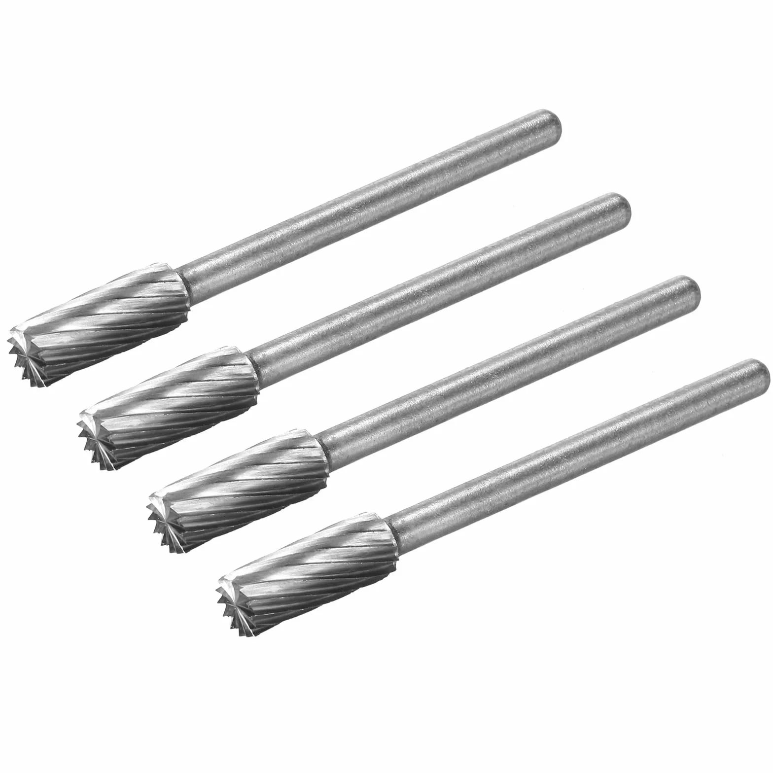 QUARKZMAN Frezy obrotowe z węglika wolframu 1/8", frezy obrotowe z końcówką cylindra cylindrycznego pojedynczego cięcia 5 mm średnica, do polerowania rzeźbienia w twardej stali stopowej, 4 szt