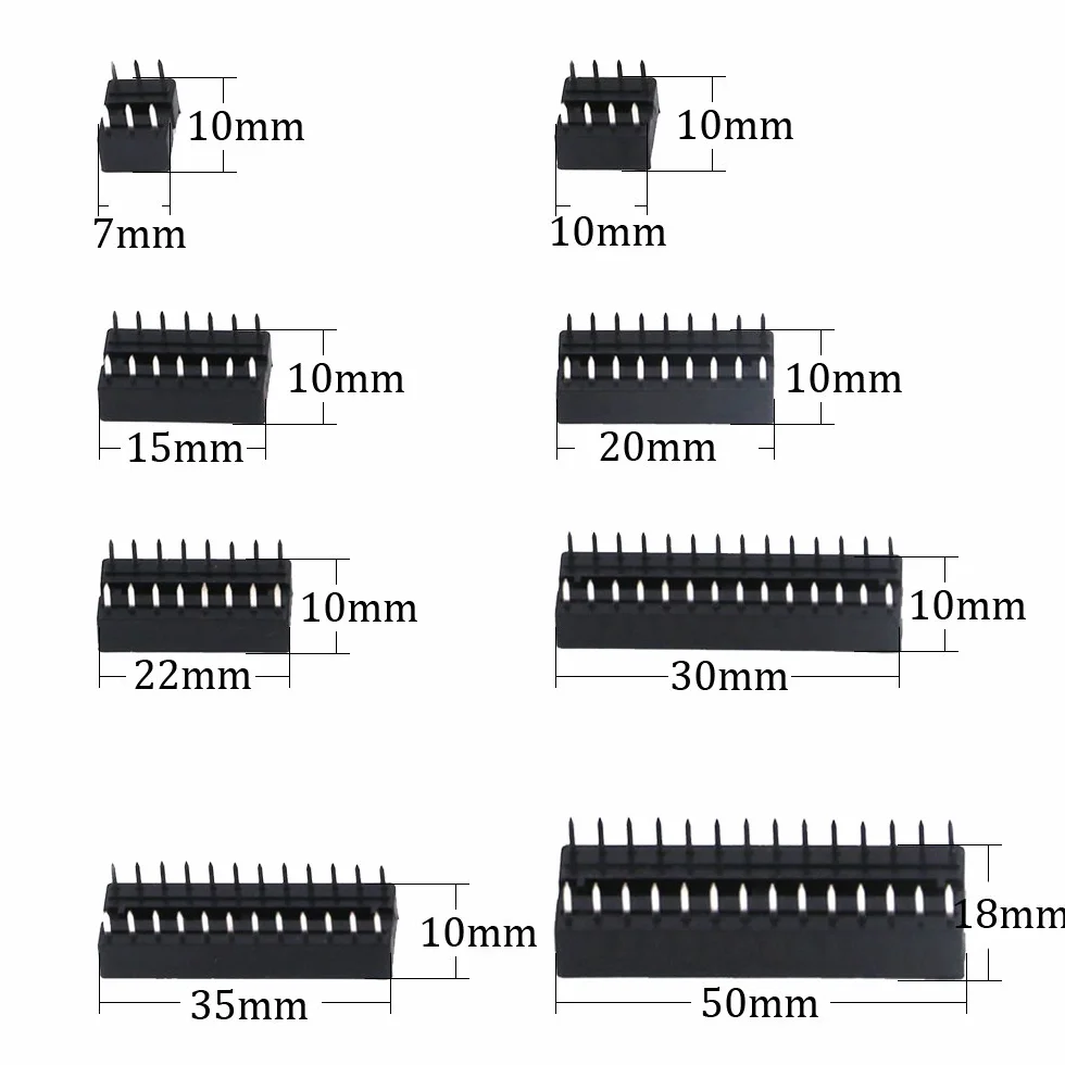 Glarks 122 szt. 2,54 mm Pitch DIP IC gniazda wtykowe adapter zestaw pinów