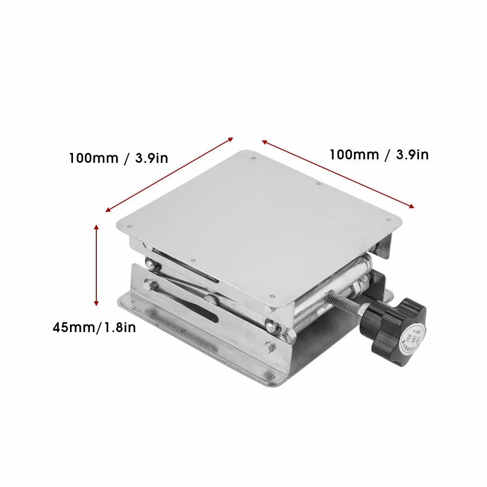 Podnośnik Laboratoryjny ze Stali Nierdzewnej 100 x 100 mm Platforma Podnosząca Stojak Nożycowy