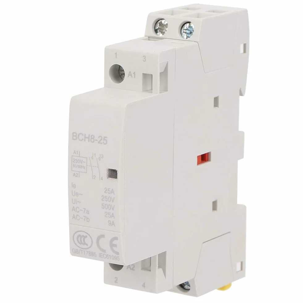 Stycznik prądu zmiennego, 2P 2NO Normalnie otwarty Stycznik prądu zmiennego na szynę DIN dla 25A 220V/230V 50/60HZ do zastosowań domowych