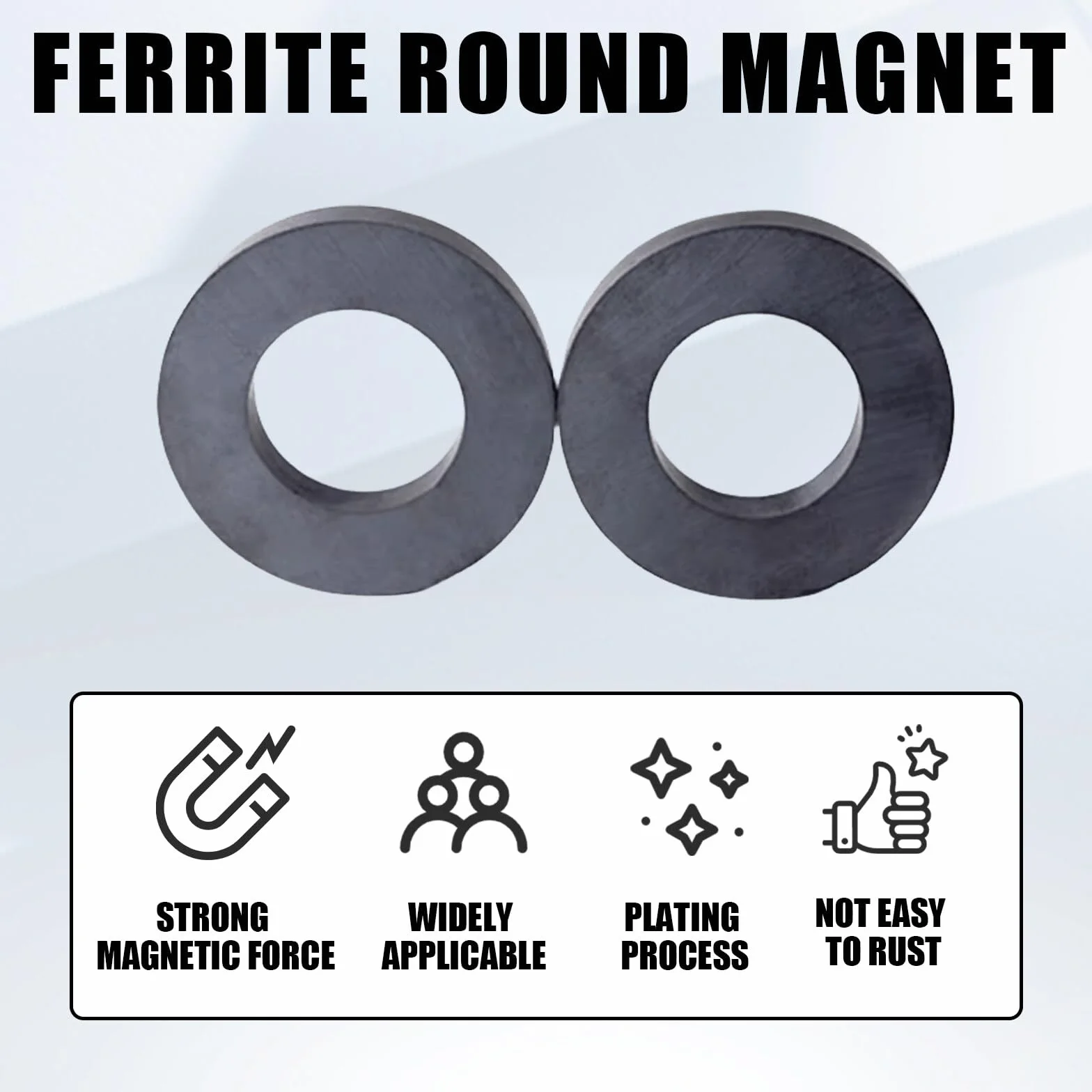 2 sztuki magnesów pierścieniowych, Ø 70 mm x 32 mm x 15 mm, ferrytowy magnes pierścieniowy z otworem, pierścień magnetyczny, wytrzymały magnes pierścieniowy, krążek z otworem do przemysłu