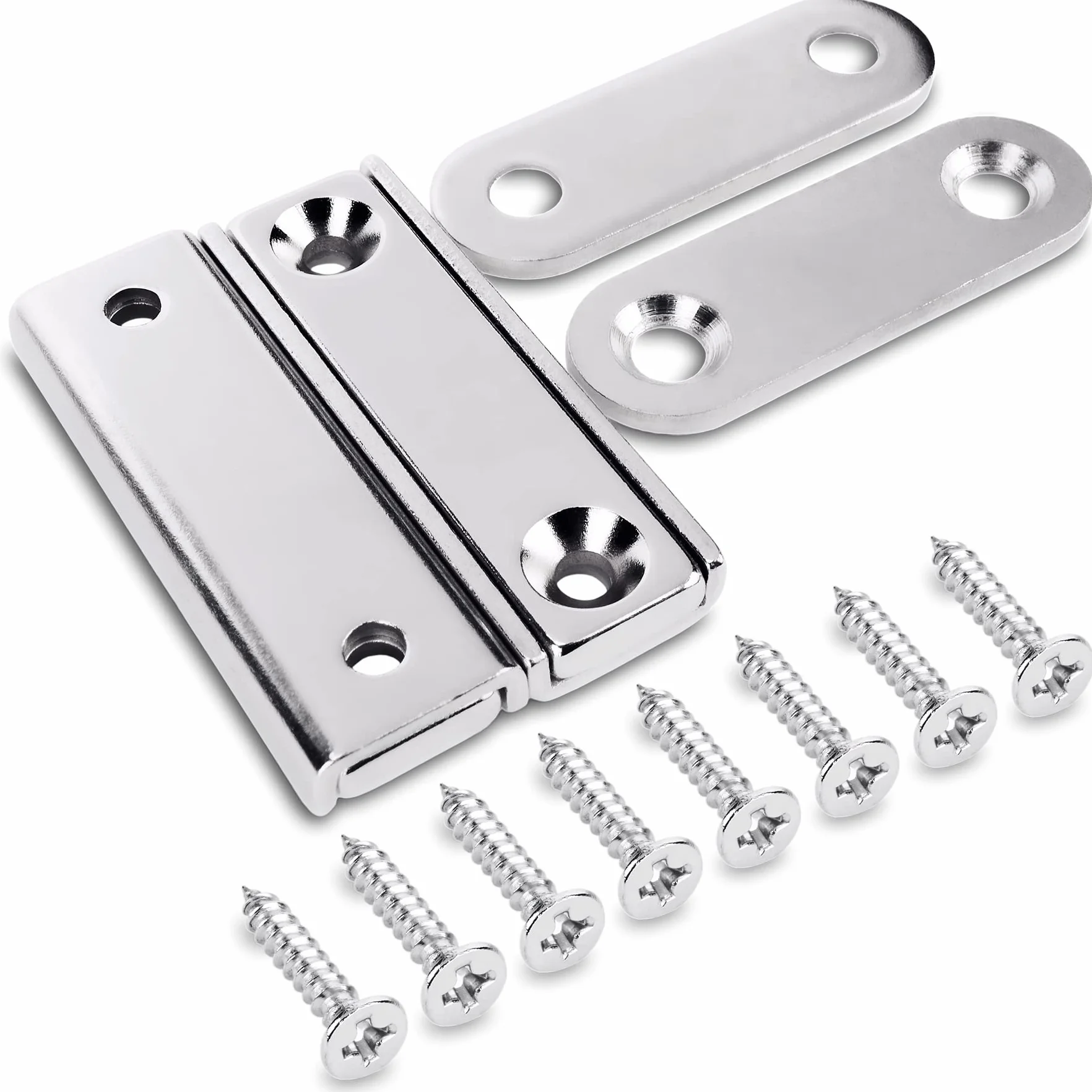 Sensei 2 sztuki Magnes neodymowy prostokątny 40x13,8x5 mm z otworami na wkręt, 15 kg udźwigu + 2 stalowe podkładki + 8 wkrętów w zestawie