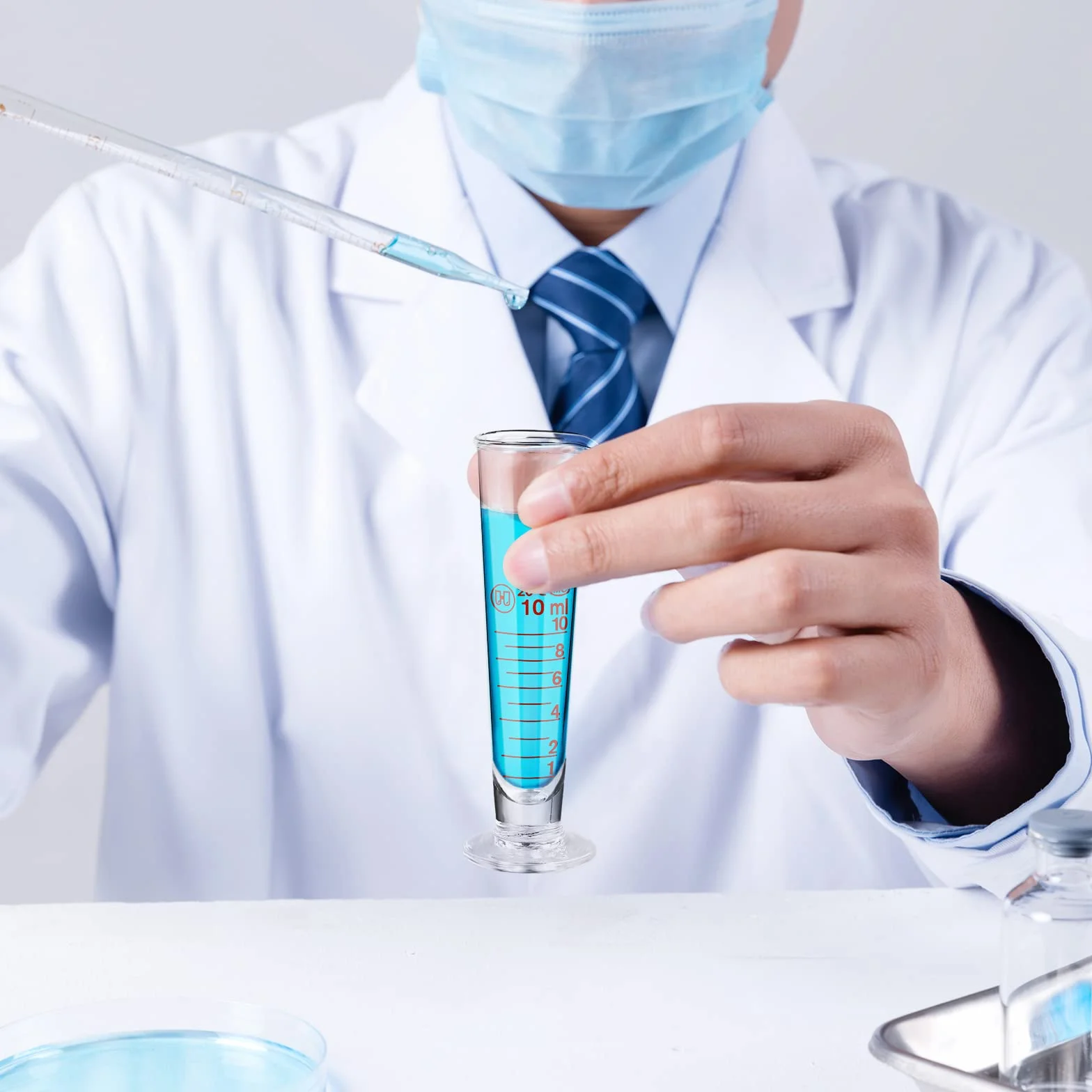 iplusmile Miarka 10 ml szklana miarka do laboratoryjnego kubka stożkowego płynu pomiarowego z dzióbkiem z szeroką szyjką ze szkła z miarką metryczną