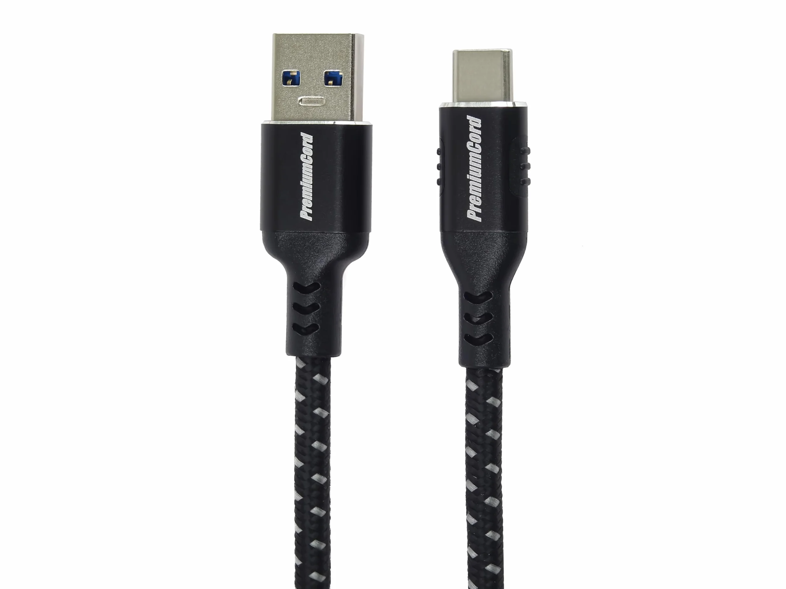 PremiumCord Kabel Połączeniowy USB-C 3.2 Gen 1, Kabel do Transmisji Danych Superspeed ​​do 5 Gbit/s, Ładowanie do 3 A, Moc Wyjściowa 60 W, PD 3.0 / QC 4.0, USB Typu A do Typu C, Czarny, Długość 0,5 m