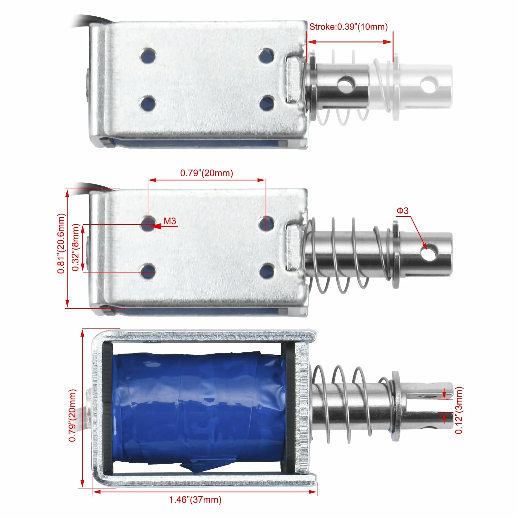 Hechen elektromagnes elektromagnetyczny HS-0837 DC24V 19N 4LB 10mm suwowy typ pociągnięcia otwarta rama