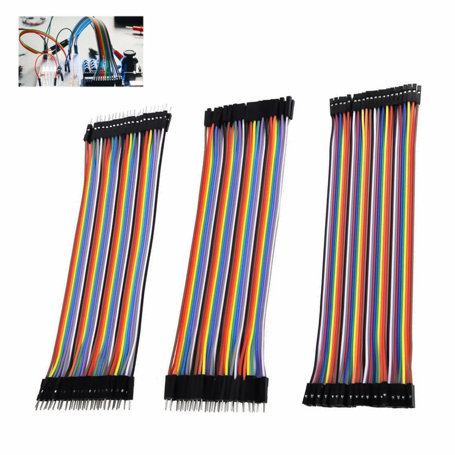 Kabel Dupont 40 pinów 3 w 1 taśma kablowa męska żeńska 2,54 mm 20 cm do Arduino