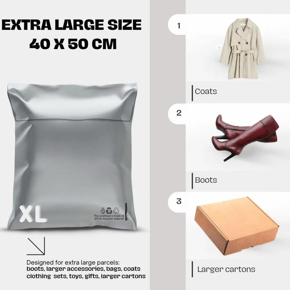 RAGO® Plastikowe torebki wysyłkowe I foliopaki M-10 sztuk, L-10 sztuk, XL-10 sztuk, torebki wysyłkowe, samoprzylepne i nieprzejrzyste, plastikowe torebki zamykane I idealne do Vinted