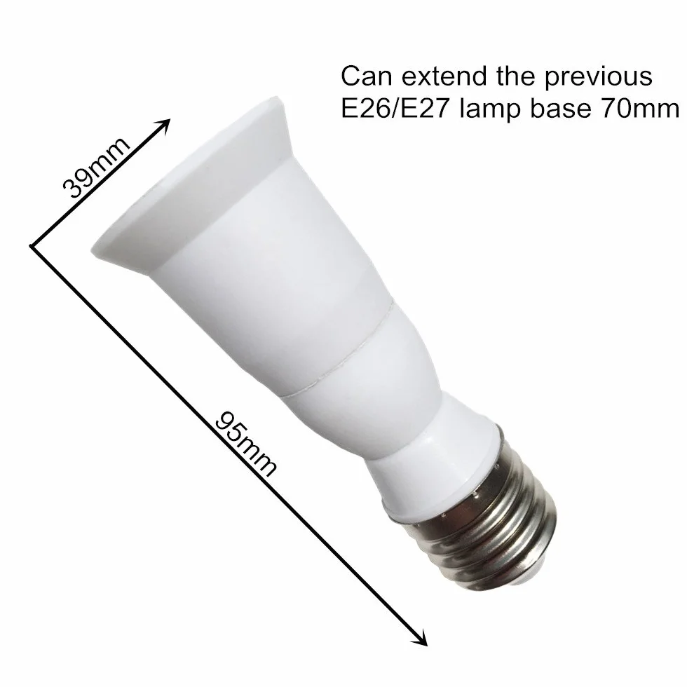 3 sztuki białe 95 mm przedłużenie E27 na E27 lampy LED adapter podstawowy