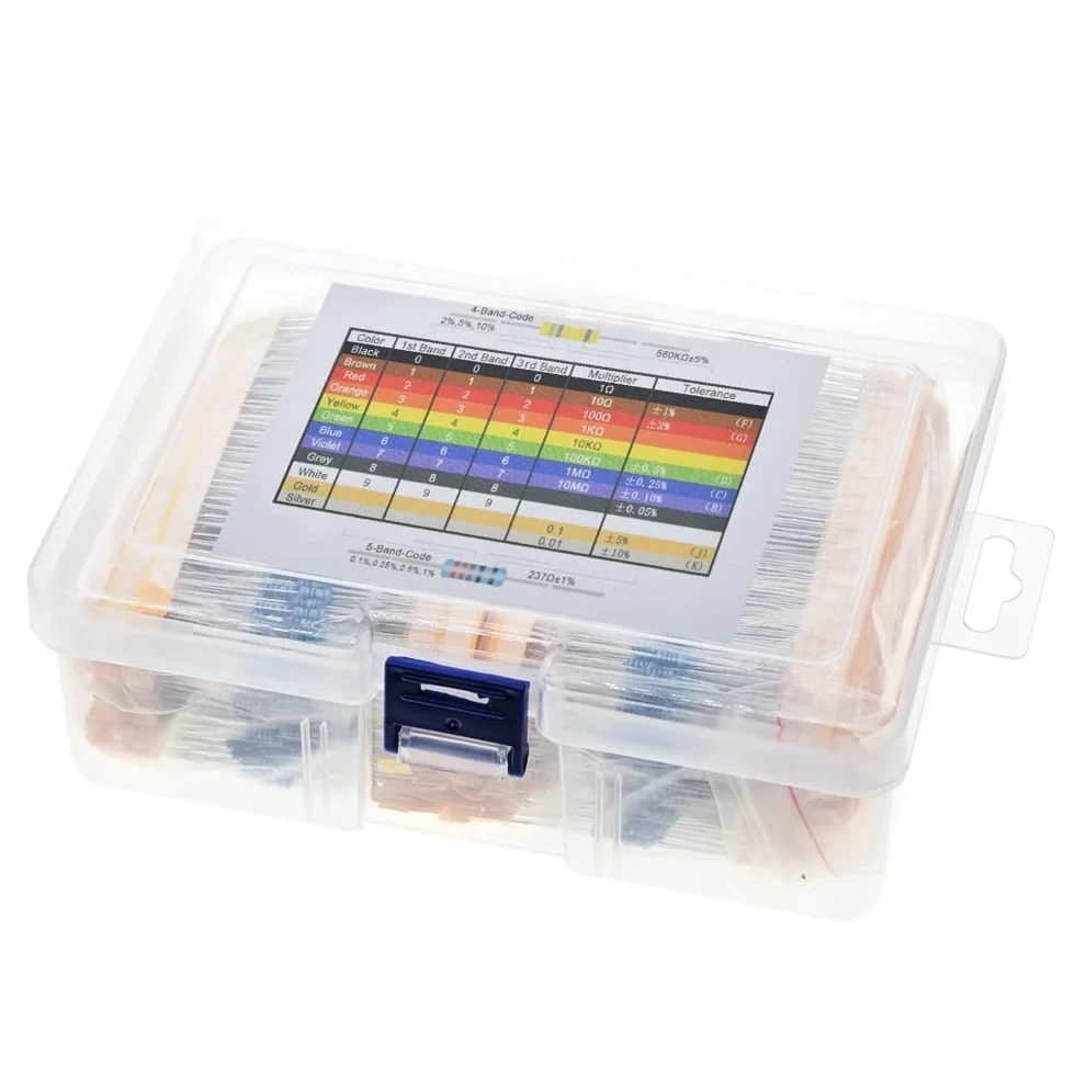 DollaTek Zestaw oporowy 130 wartości 1% rezystorów 1 Ohm-3M Ohm 1/4W