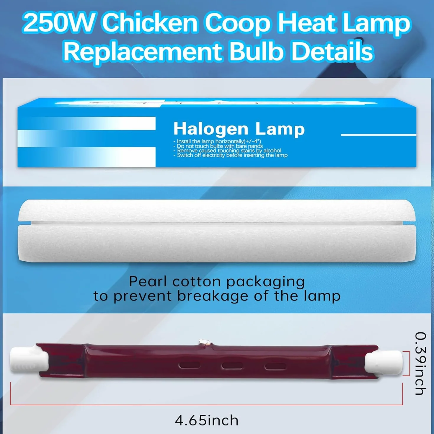 HEYOUTH Lampa grzewcza dla drobiu 175W Stała Temperatura