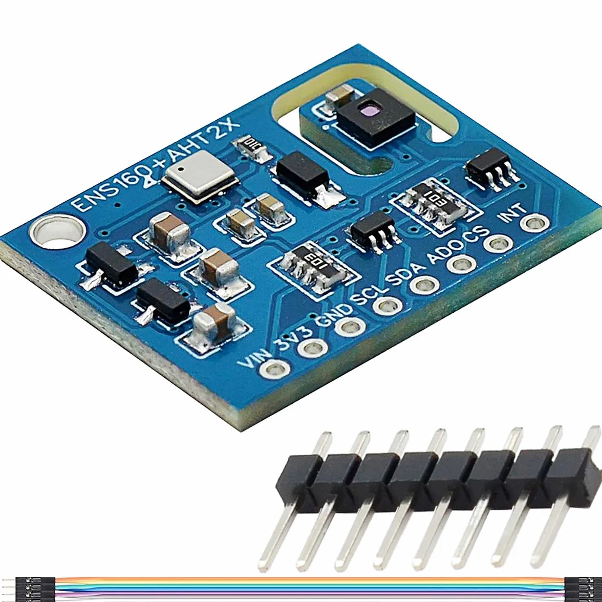ENS160+AHT21 czujnik temperatury i wilgotności dwutlenku węgla CO2 eCO2 TVOC moduł jakości powietrza 3 w 1 czujnik wysoka precyzja z kablem Dupont, dla Arduino