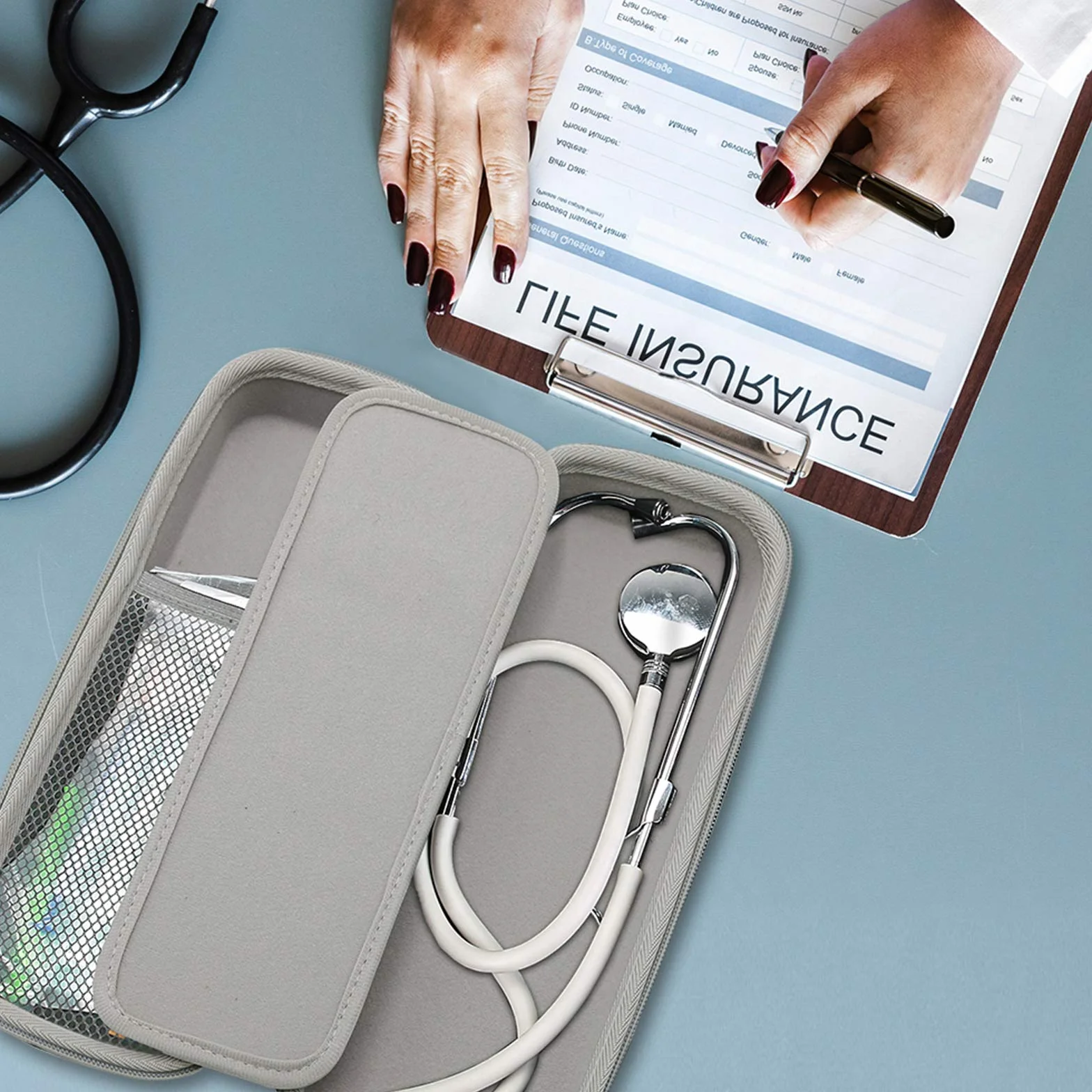 ProCase Futerał na stetoskop Littmann Classic/ADC/Dixie EMS, torba lekarska szary