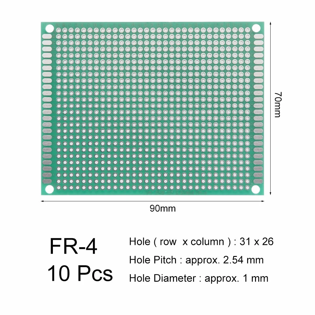sourcing map 10 szt. jednostronna uniwersalna płytka obwodu drukowanego PCB grubość 1,6 mm 7 x 9 cm zielona DE