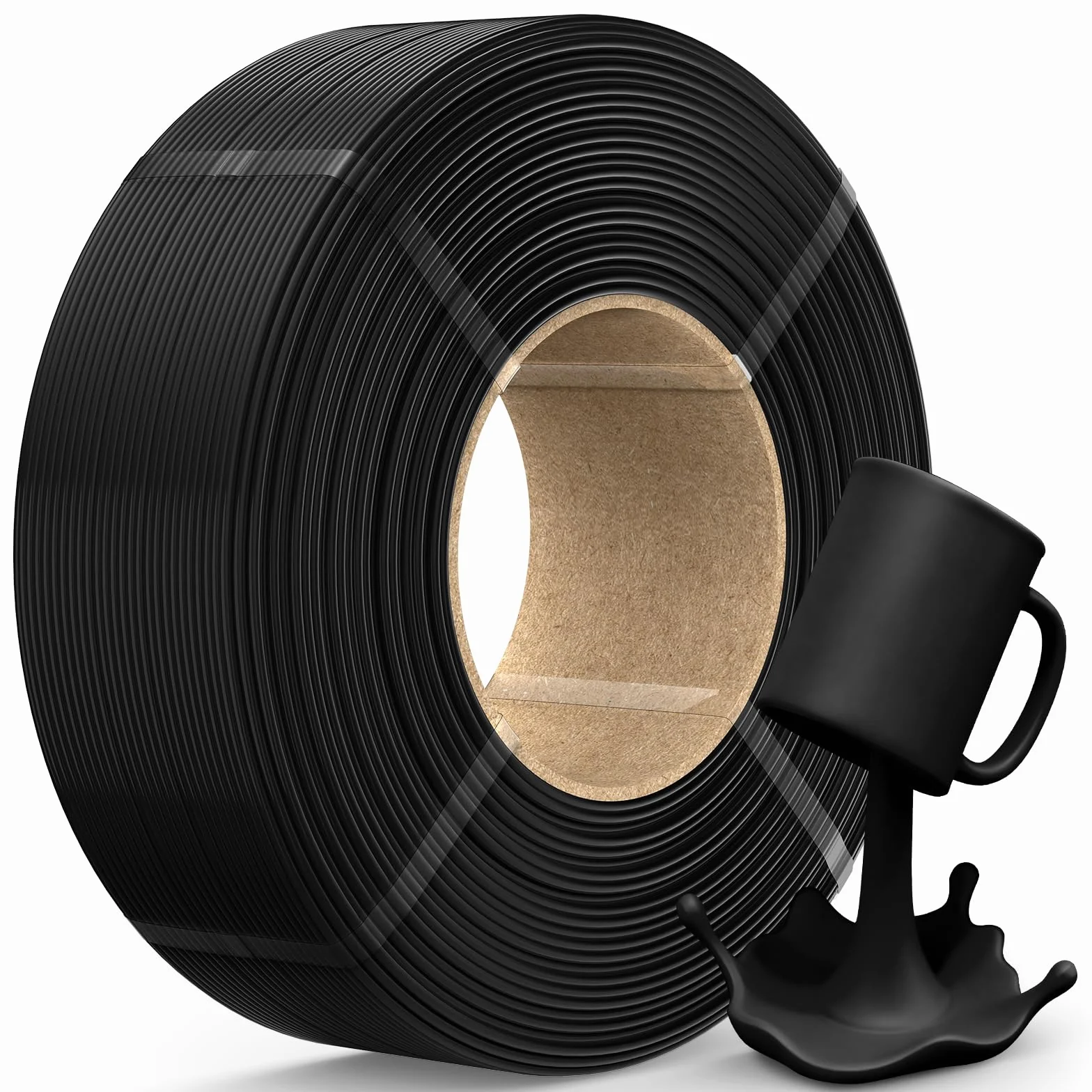JAYO PETG filament do drukarki 3D, 1,75 mm, PETG o dużej wytrzymałości, dokładność pomiaru +/- 0,02 mm, 1,1 kg (+ 100 g dodatku), czarny