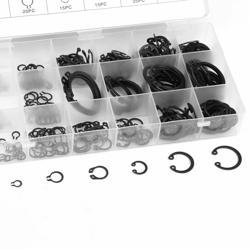 Zestaw pierścieni zabezpieczających E-Clip 300-częściowy 2-32 mm