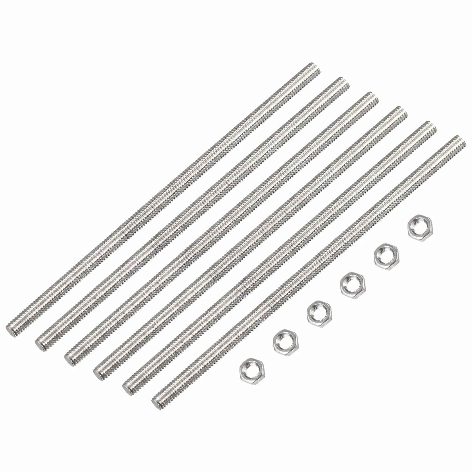 Zestaw 12 sztuk prętów gwintowanych M4 x 200 mm 304 stal szlachetna nakrętki sześciokątne