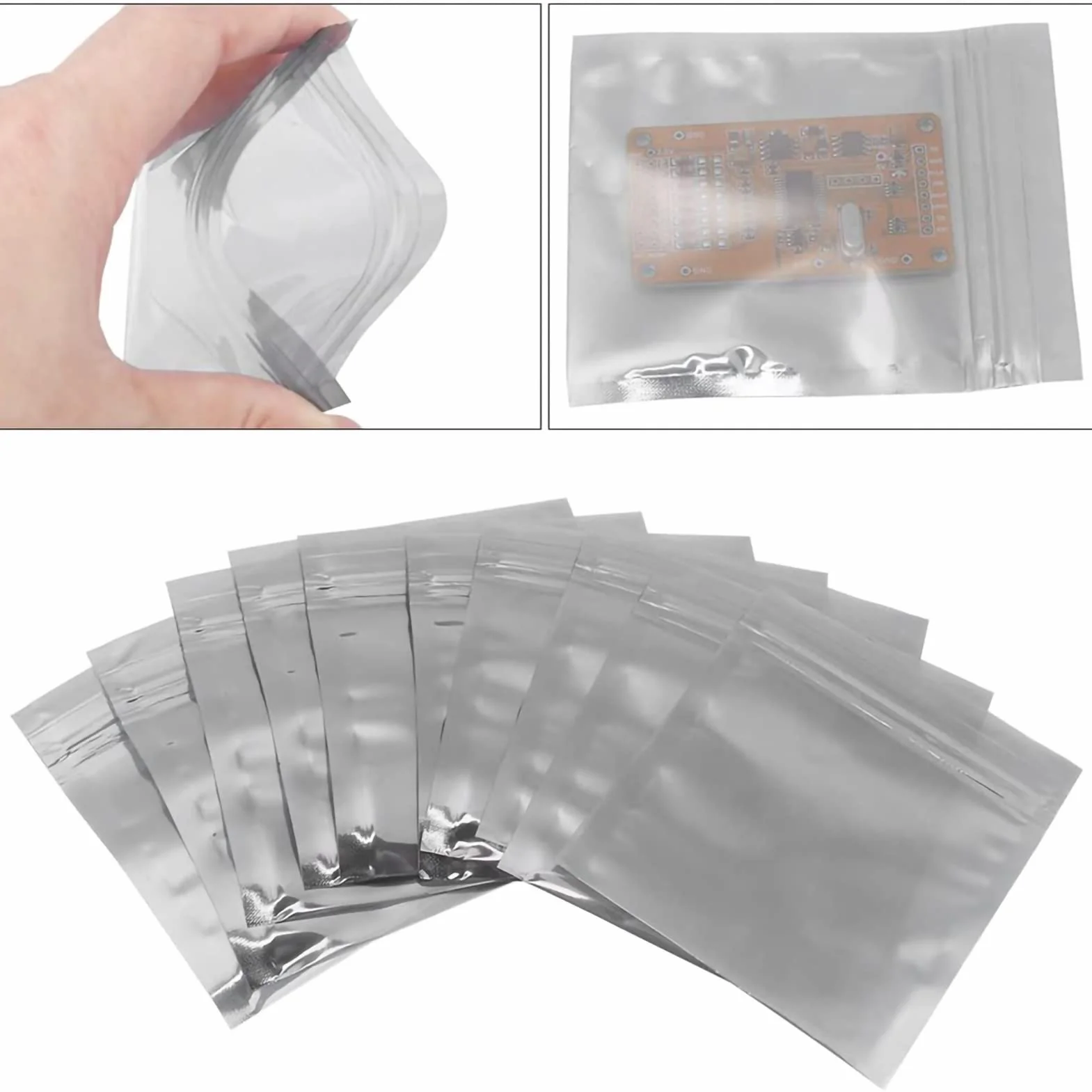 Antystatyczne torebki zamykane 6,5 x 12 cm zestaw 100 szt. do przechowywania komponentów elektronicznych